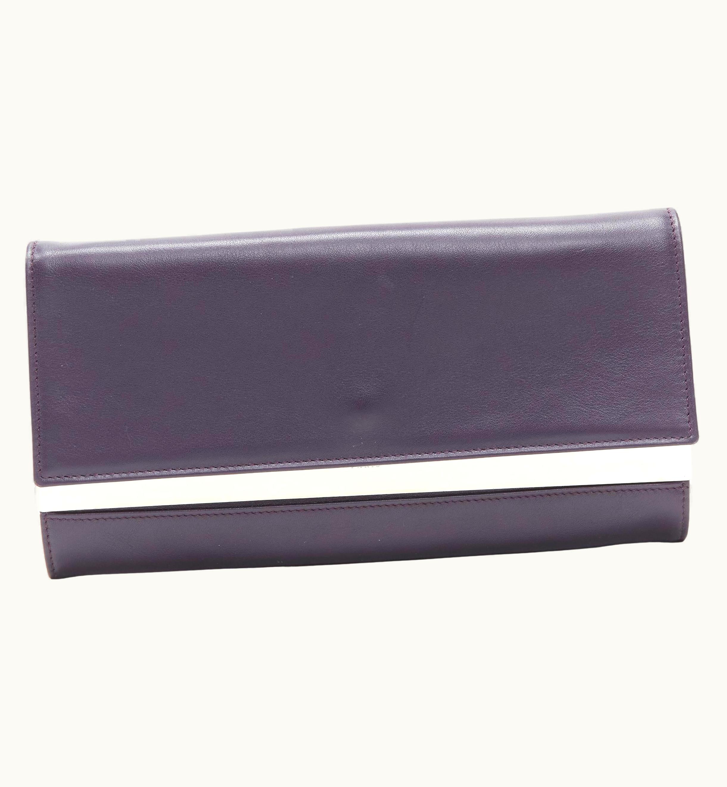 Maison Margiela Maison Margiela Mmm Purple Leather Mirrored Interior Flap Clutch Bag