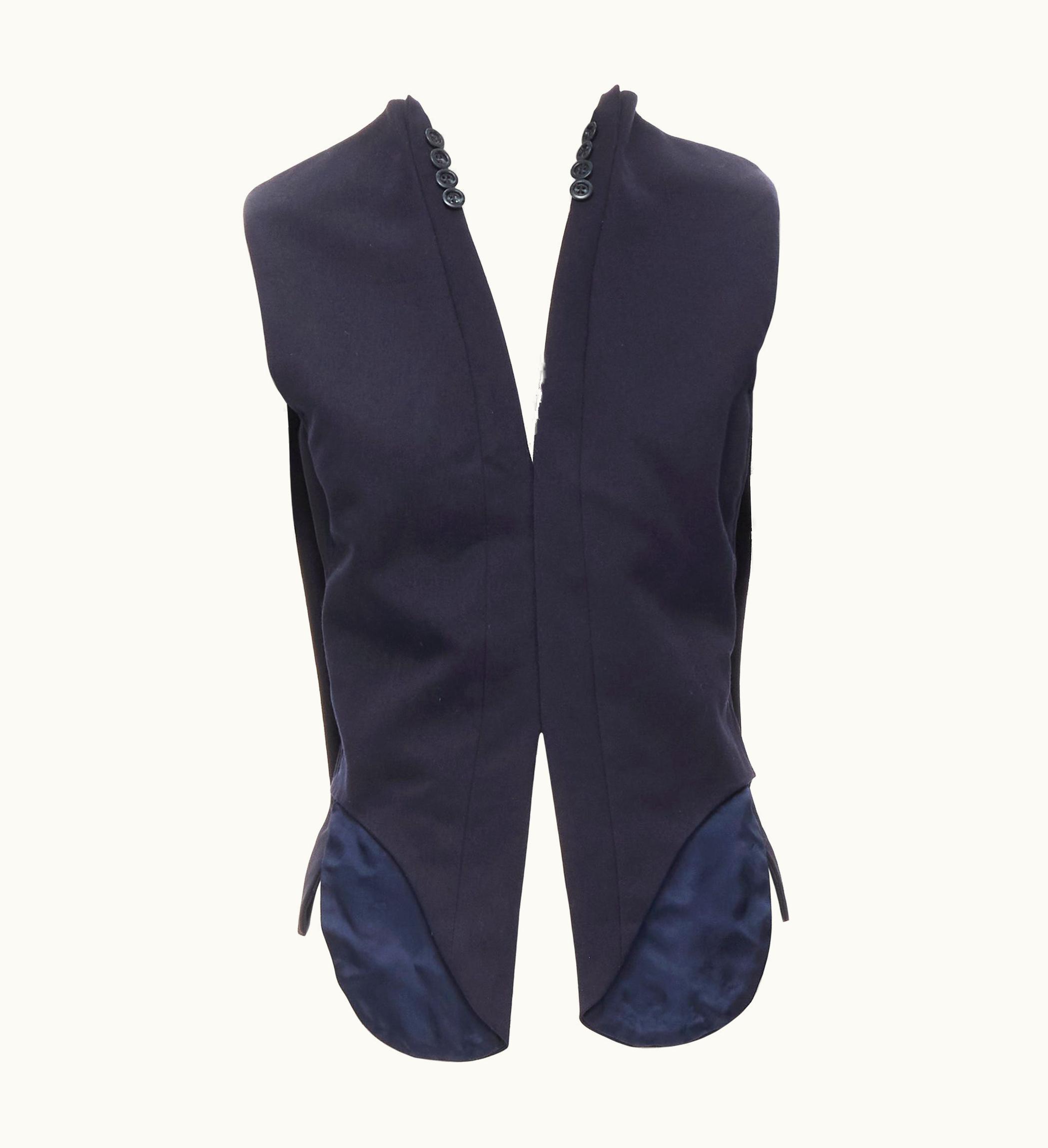 Maison Margiela Maison Martin Margiela Artisanal 2003 Runway Navy Deconstructed Sleeves Vest