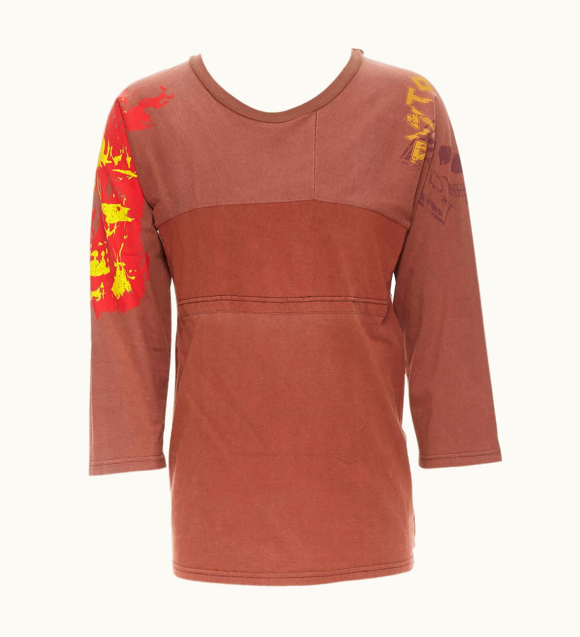 Maison Margiela Maison Margiela 2013 Brown Cotton Deconstructed Patchwork Bank T-shirt Top UZ0613056