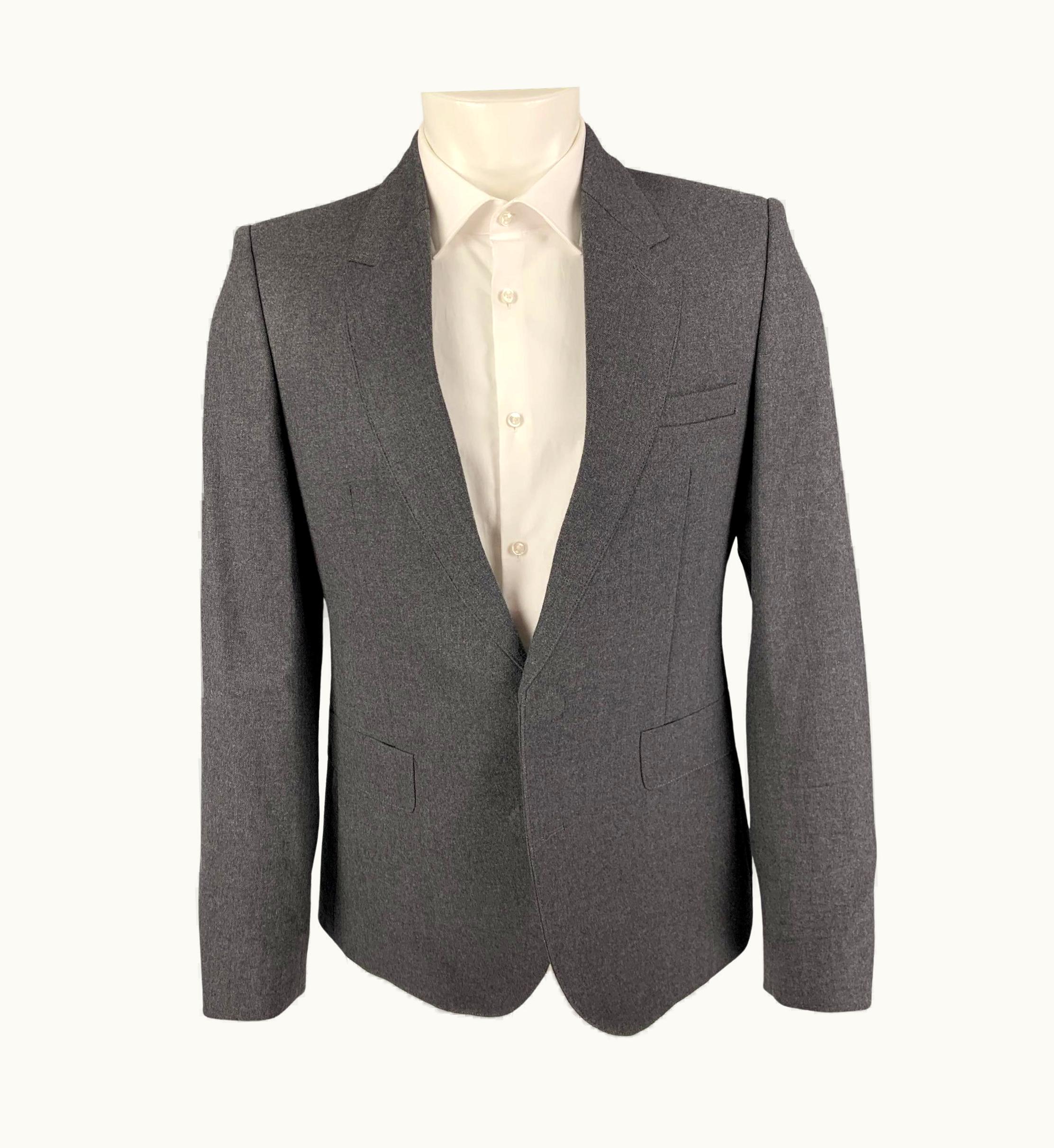 Maison Margiela Maison Margiela H&m Gray Wool Hook & Eye Closure Sport Coat