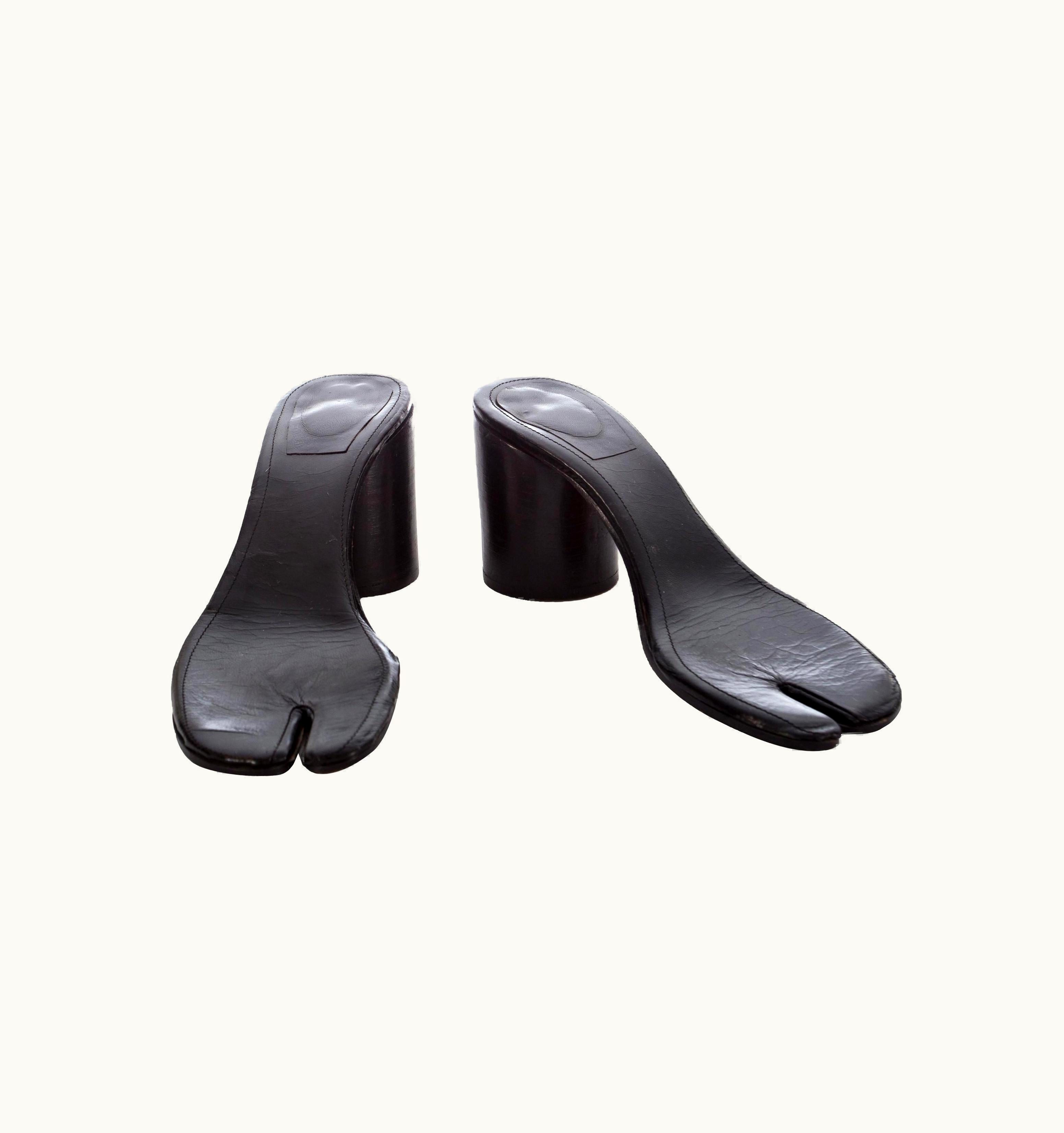 Maison Margiela Martin Margiela Black Leather 'Les Topless' Tabi Sandals, S/S 1996