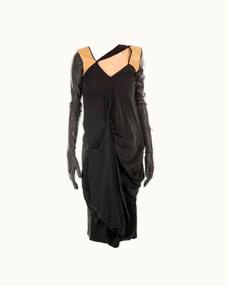 Maison Margiela Martin Margiela Silk And Lambkin Leather Glove Dress Rare New!