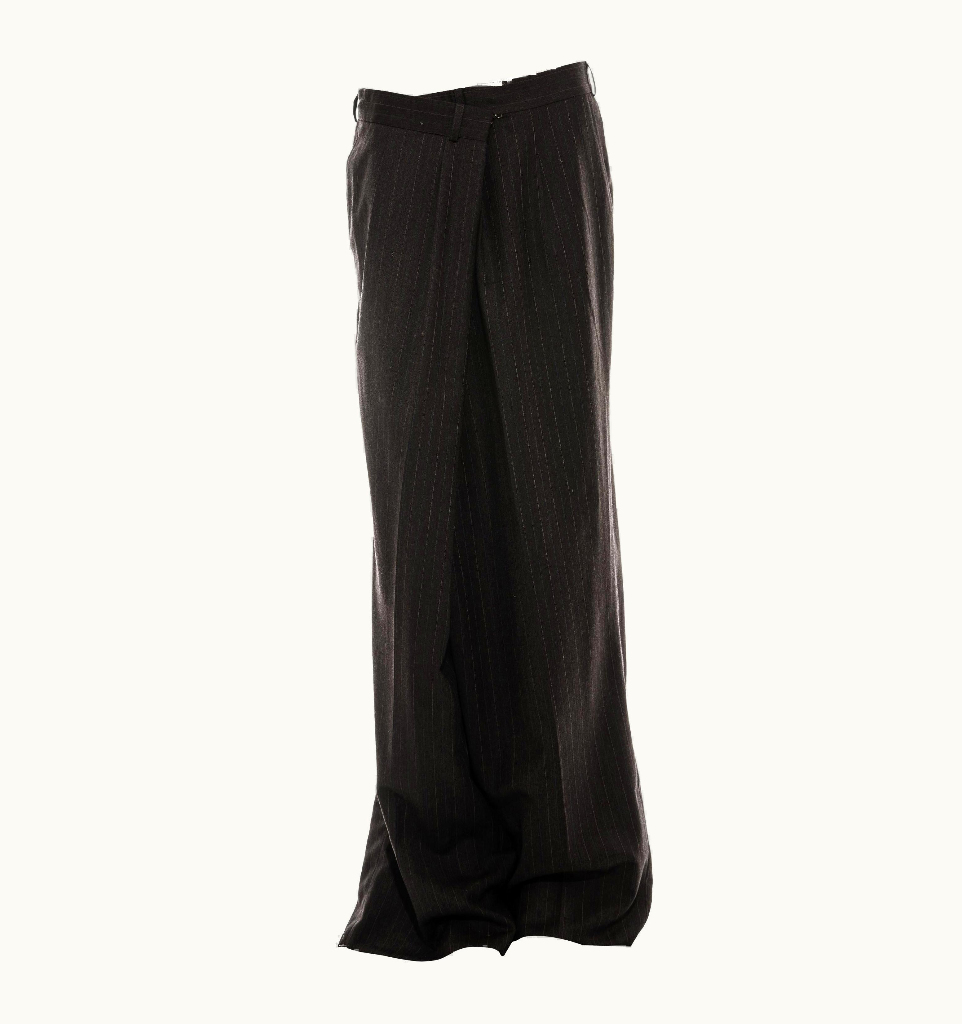 Maison Margiela Margiela Pinstripe Grey Wool Oversized 8 Folded Pants, AW 2000