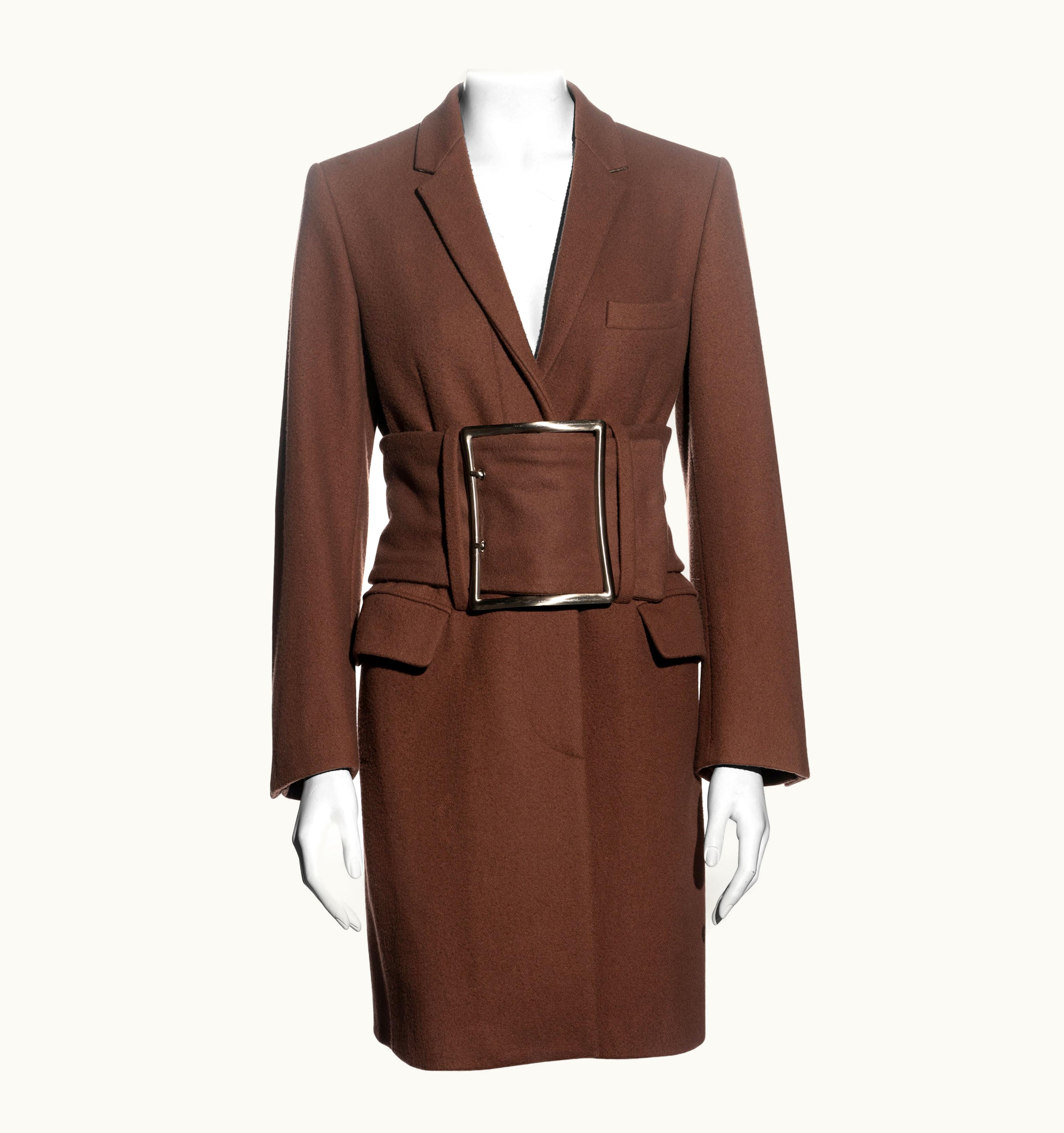 Maison Margiela Martin Margiela Brown Wool Coat With Matching Oversized Belt, AW 1996