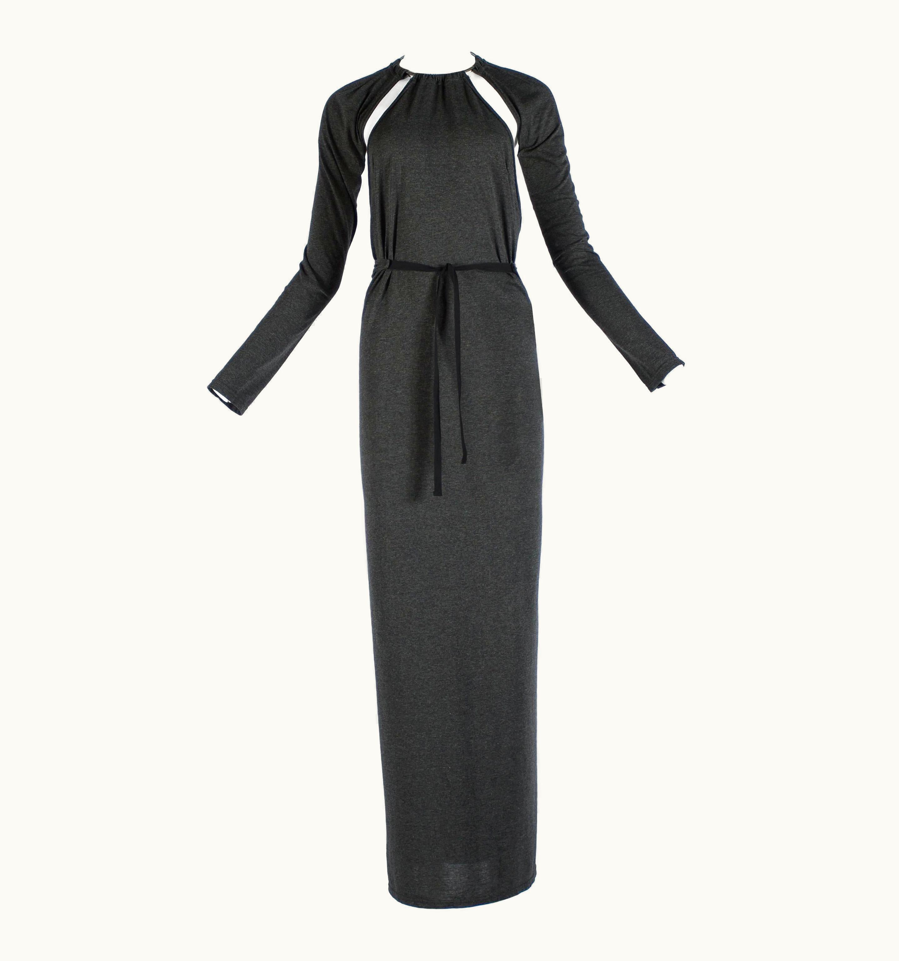 Maison Margiela Margiela Grey Cotton Jersey Maxi Dress With Metal Hoop, A S/S W 1999