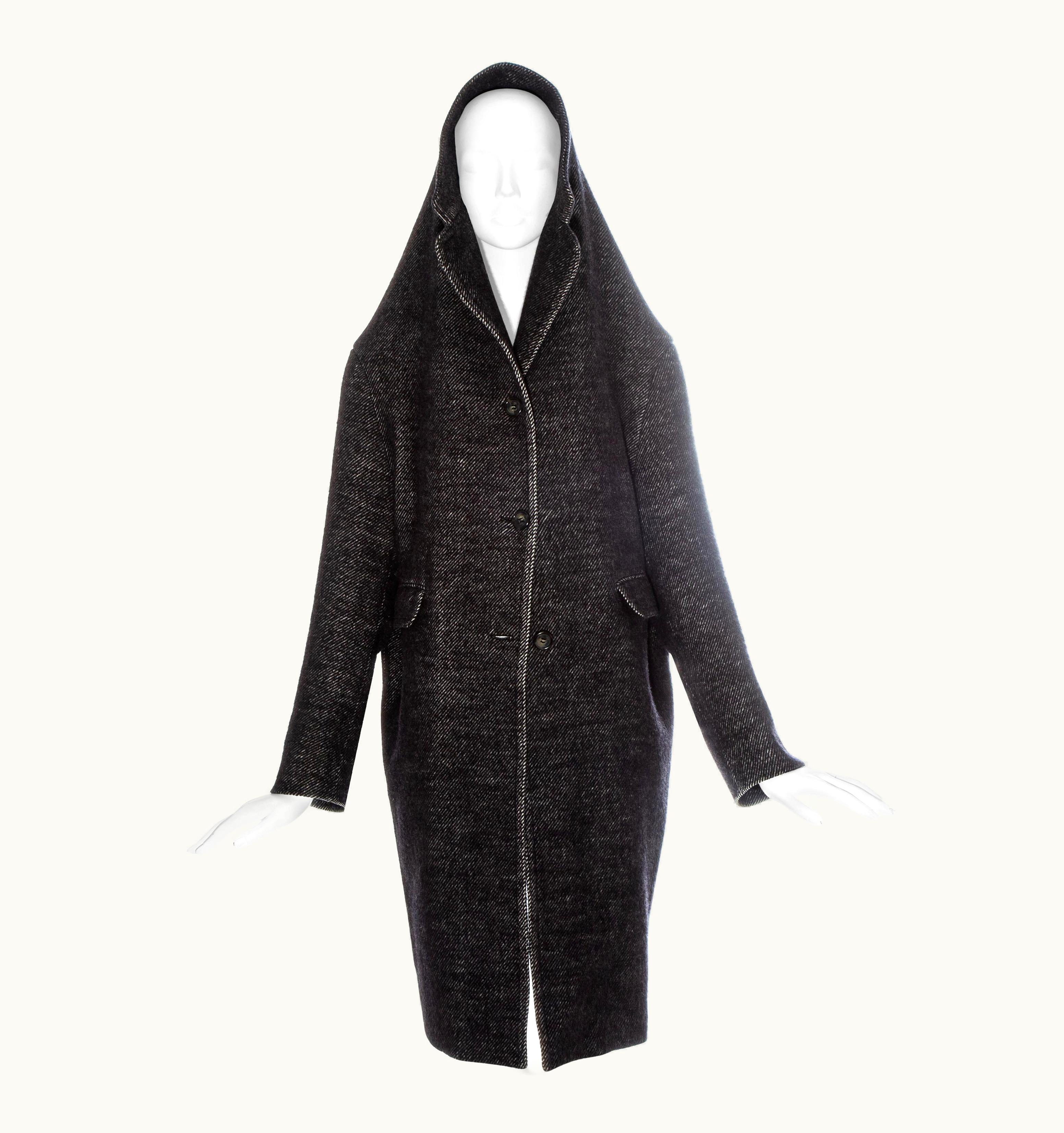 Maison Margiela Martin Margiela Dark Grey Wool Coat With An Elongated Hood-collar, AW 2005