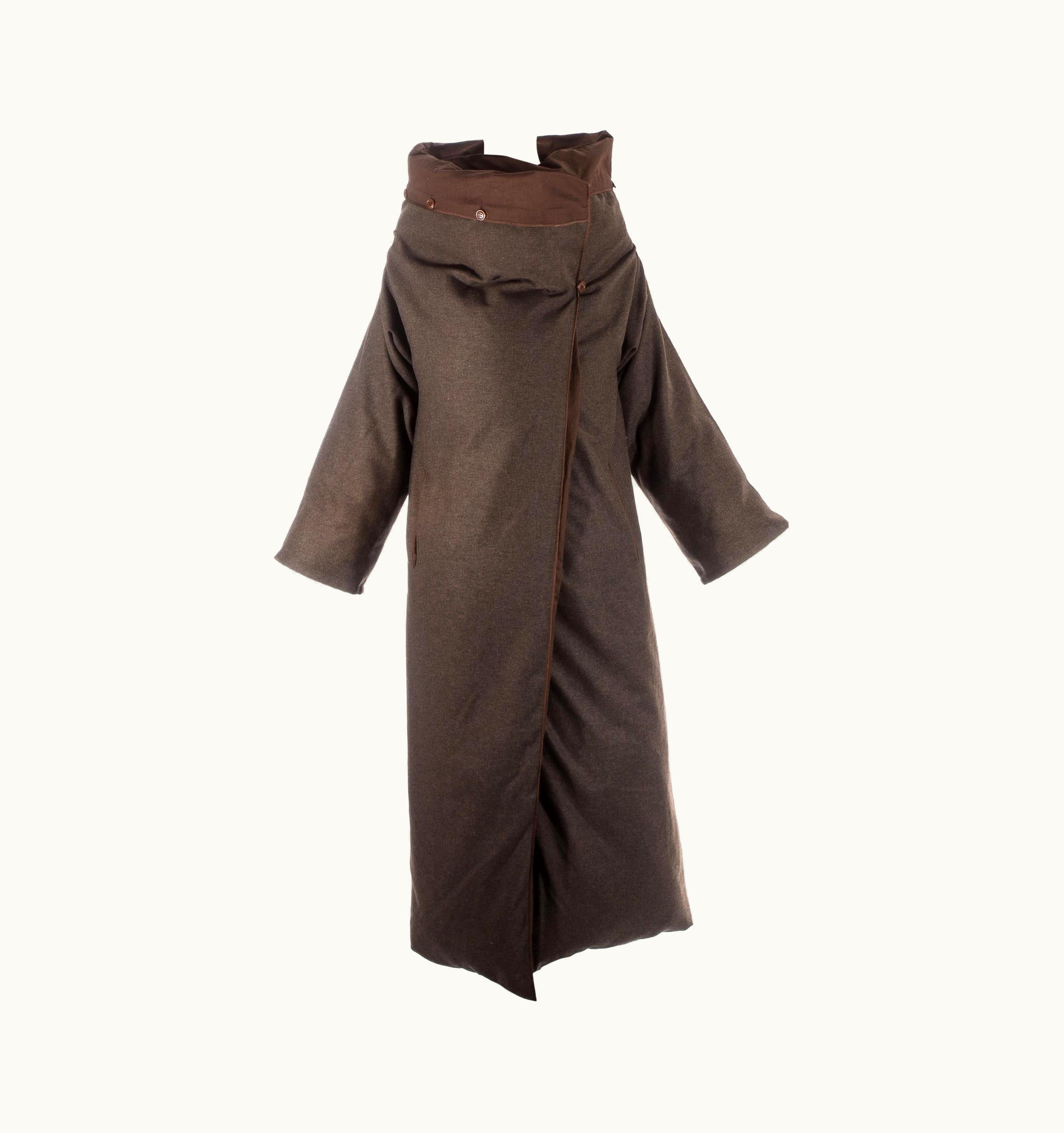 Maison Margiela Margiela Ivory Cotton Down Filled Duvet Coat With Brown Wool Cover, AW 1999