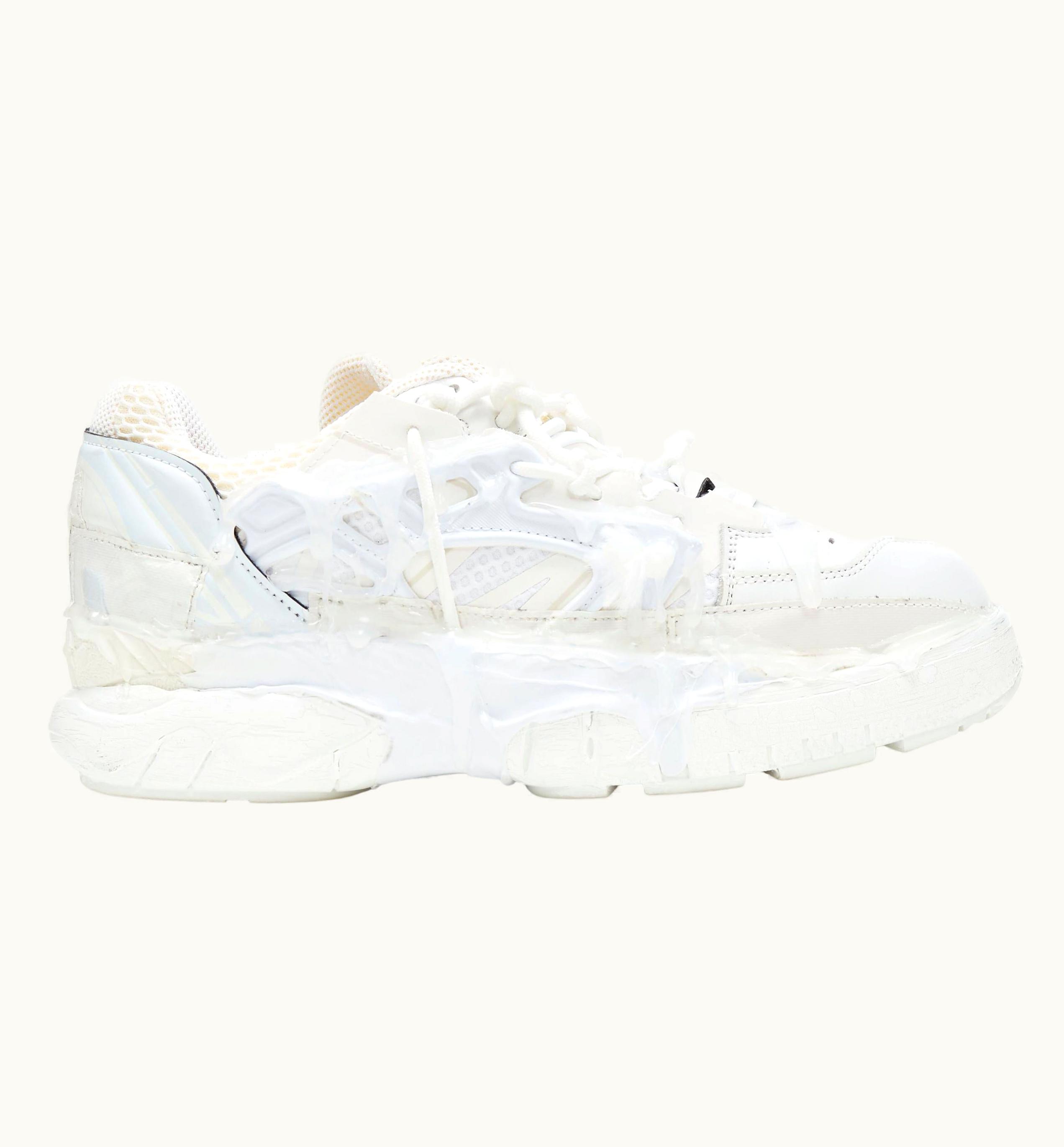 Maison Margiela Maison Margiela Fusion White Deconstructed Glue Covered Low Top Sneaker
