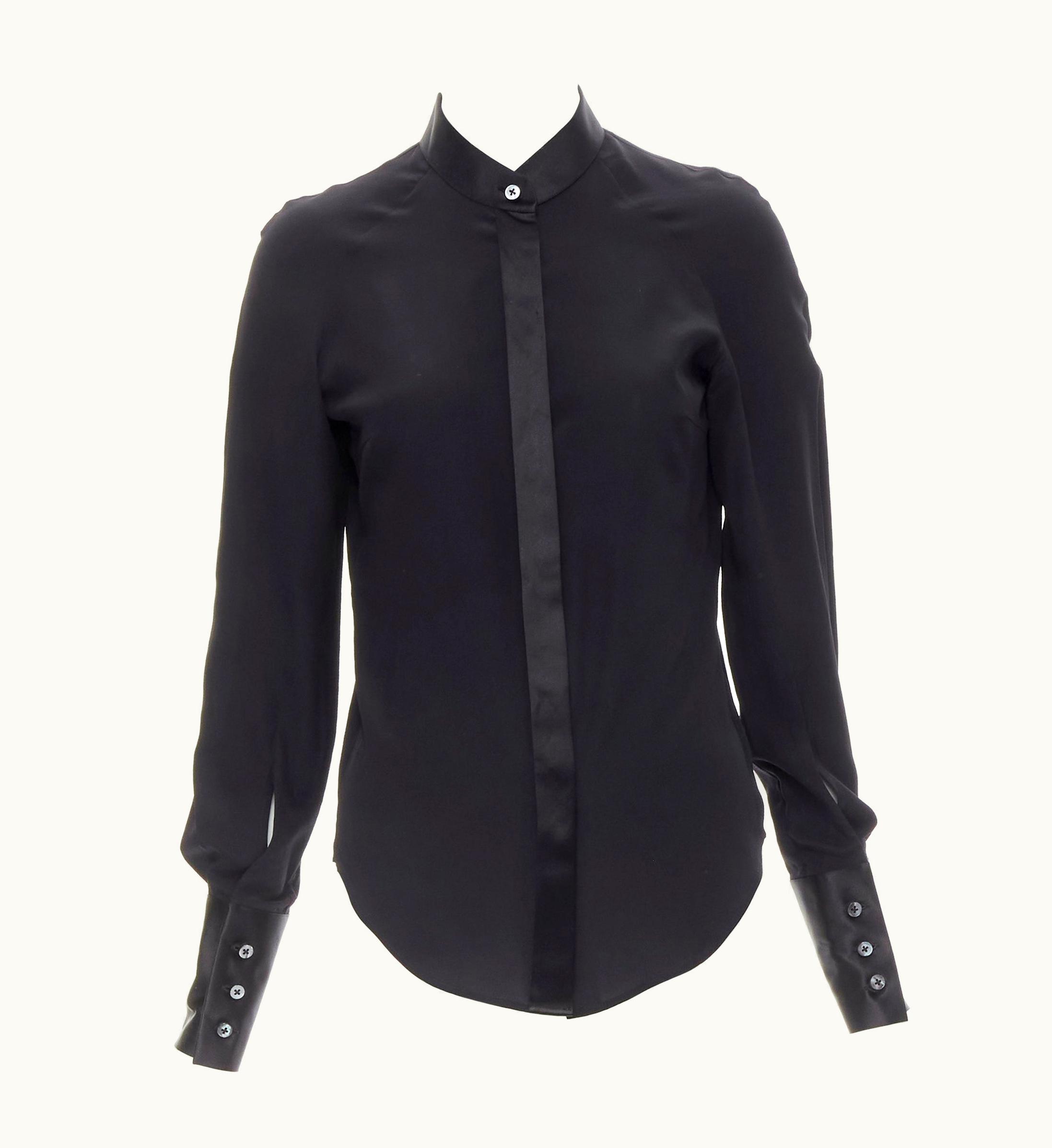 Maison Margiela Maison Margiela Black Cotton Silk Trim Reversed Button Cuff Shirt