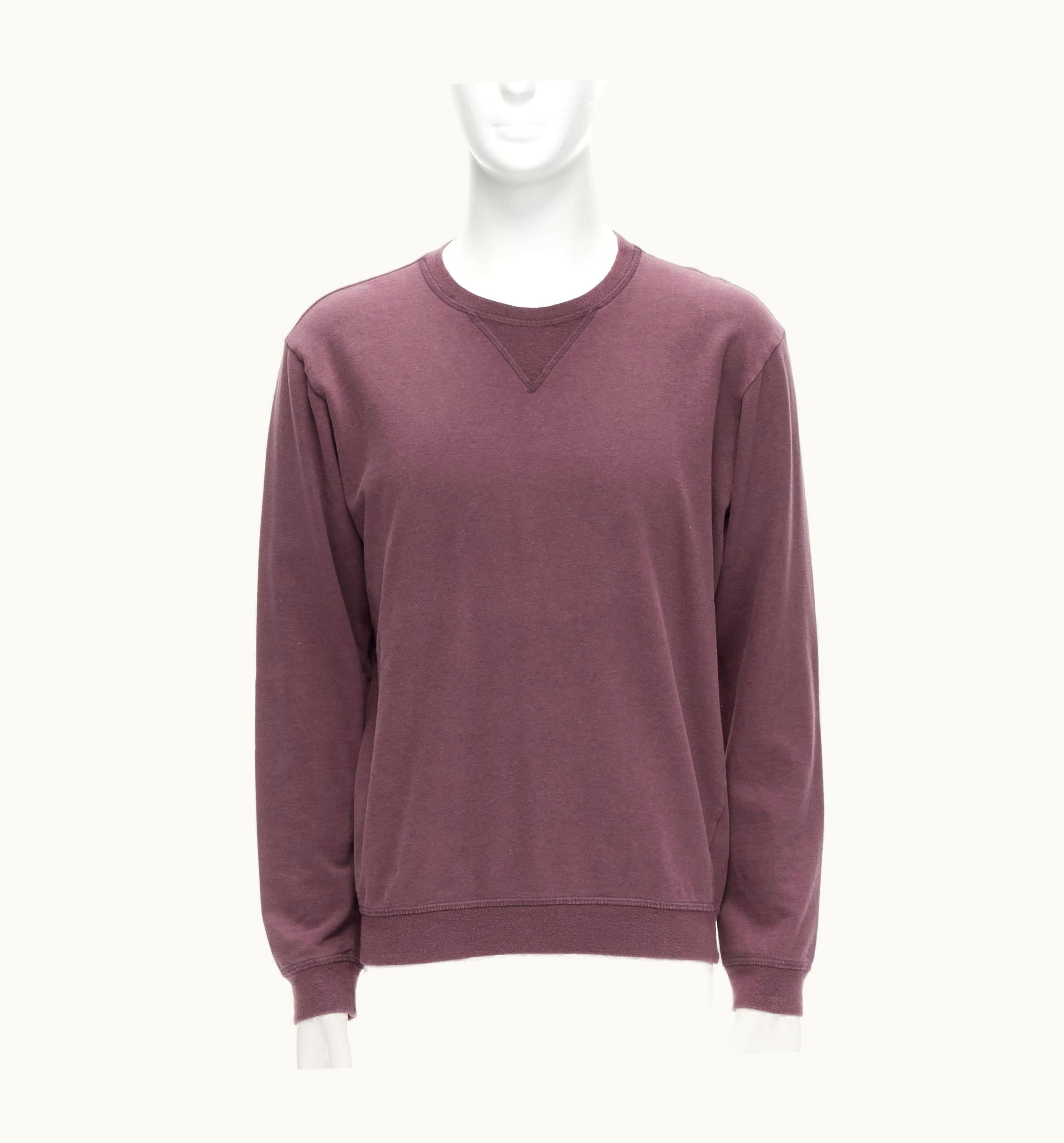 Maison Margiela Maison Margiela Plum Red Washed Cotton Leather Elbow Patch Sweatshirt