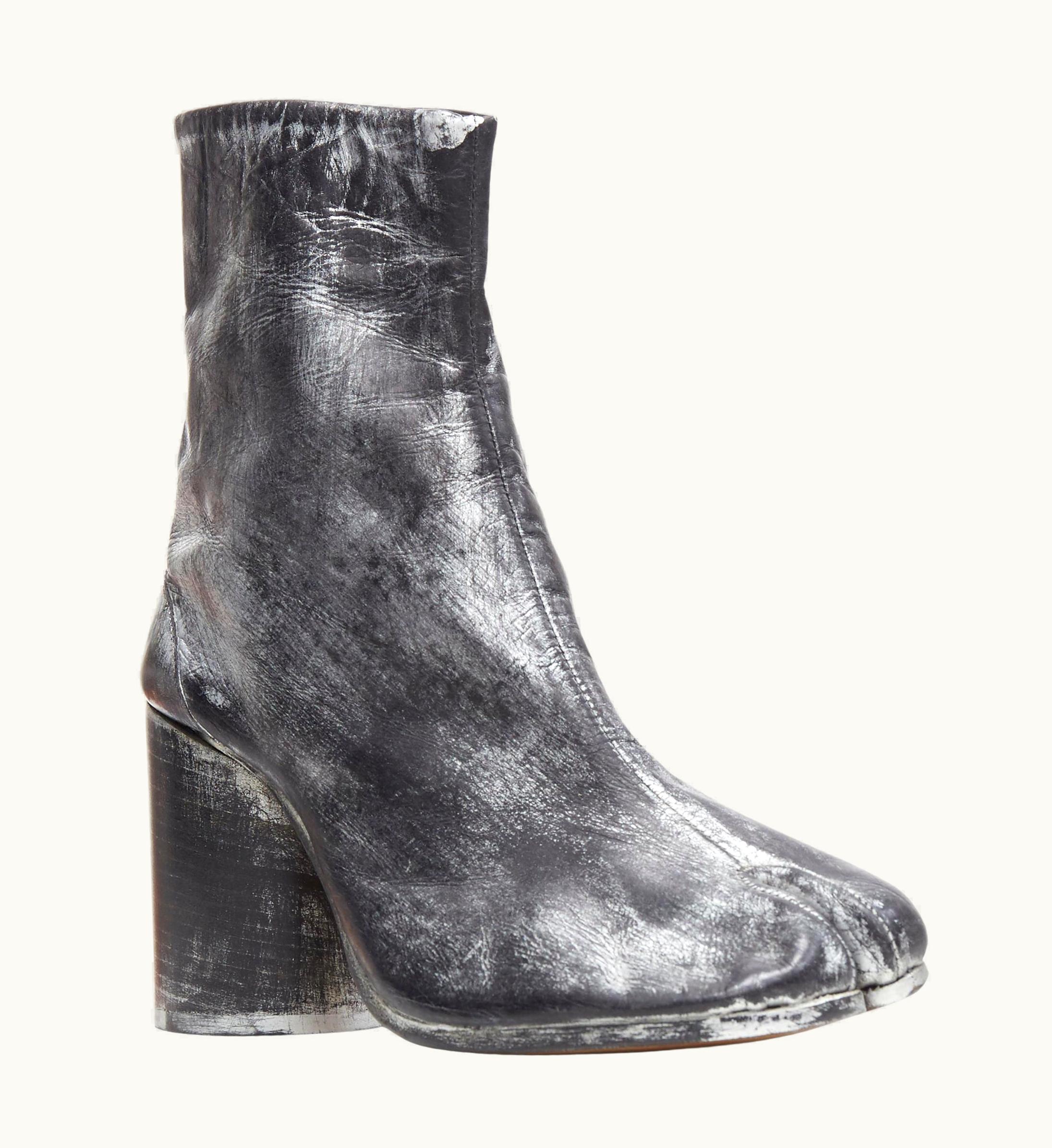 Maison Margiela Martin Margiela 1990' Vintage Black Silver Handpainted Tabi Boot