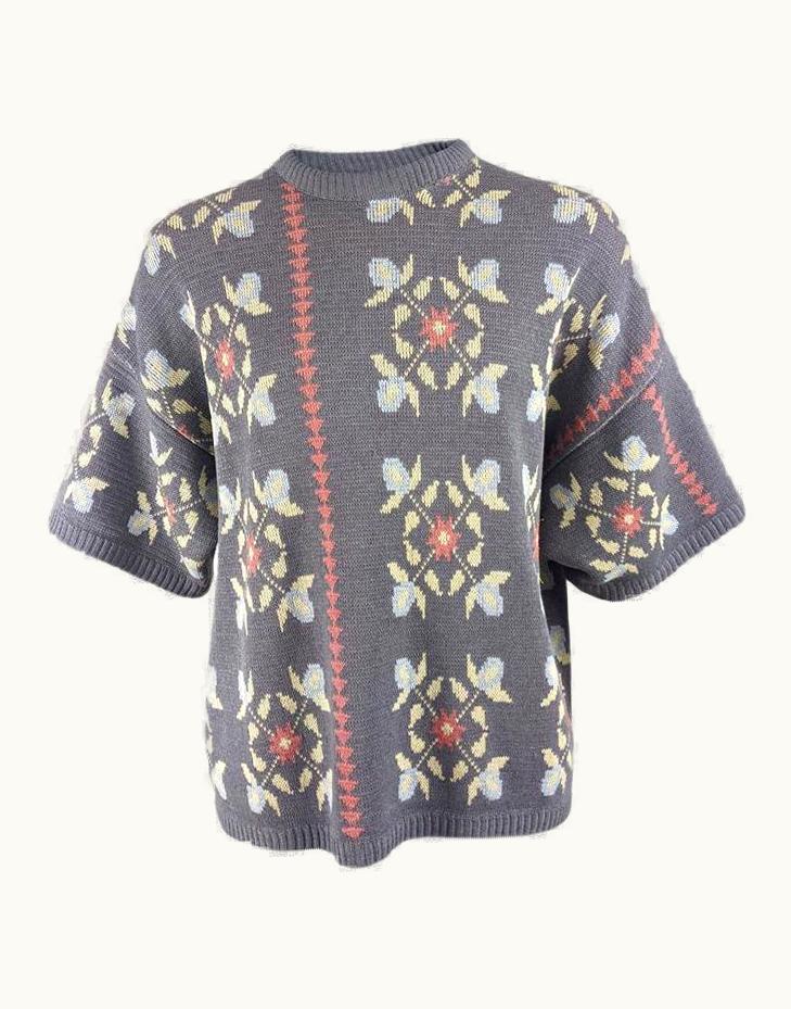 Maison Margiela Oxbow Vintage Mens French Grey Short Sleeve Oversized Sweater Jumper, 1980s