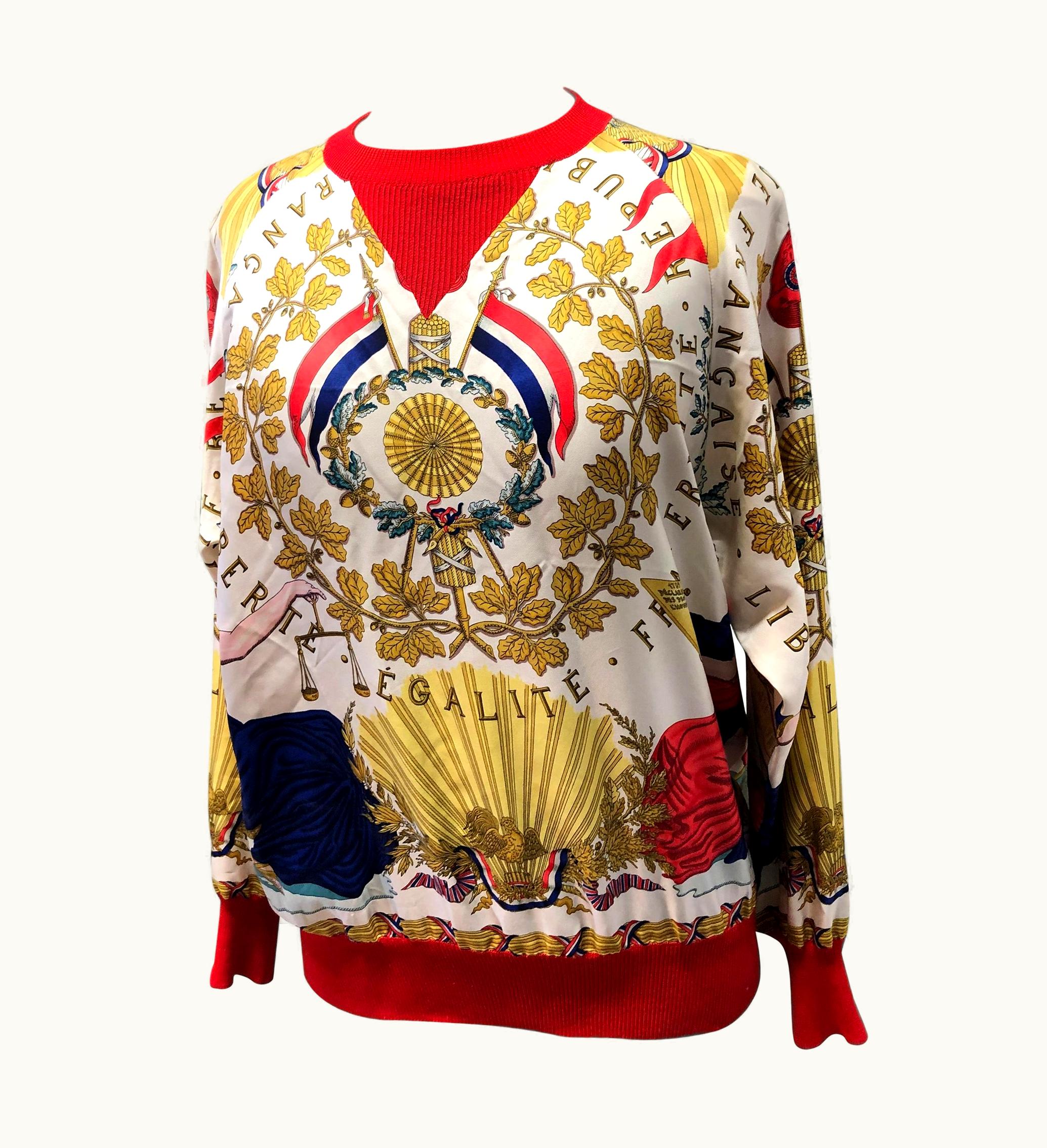 Hermes République Francaise Liberté égalité Fraternité 1789 Silk Sweater