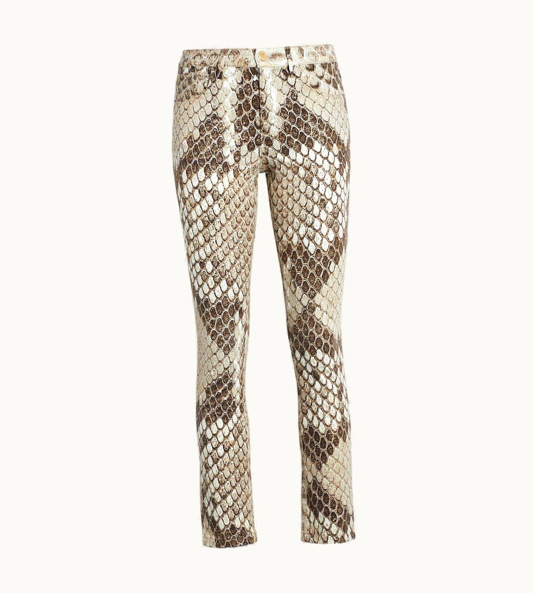 Roberto Cavalli Serpiente Gold Python Print Low Rise Skinny Jeans UZ0613155