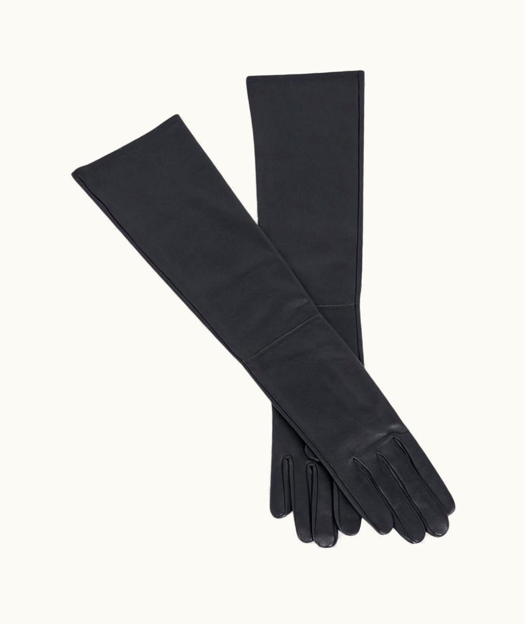 Hermes Opera Gloves Black Lambskin Leather 7 New