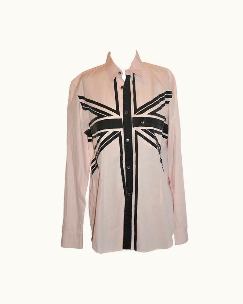 Comme Des Garçons Comme Des Garcons Men' Pink With Silk-Screen Front Shirt