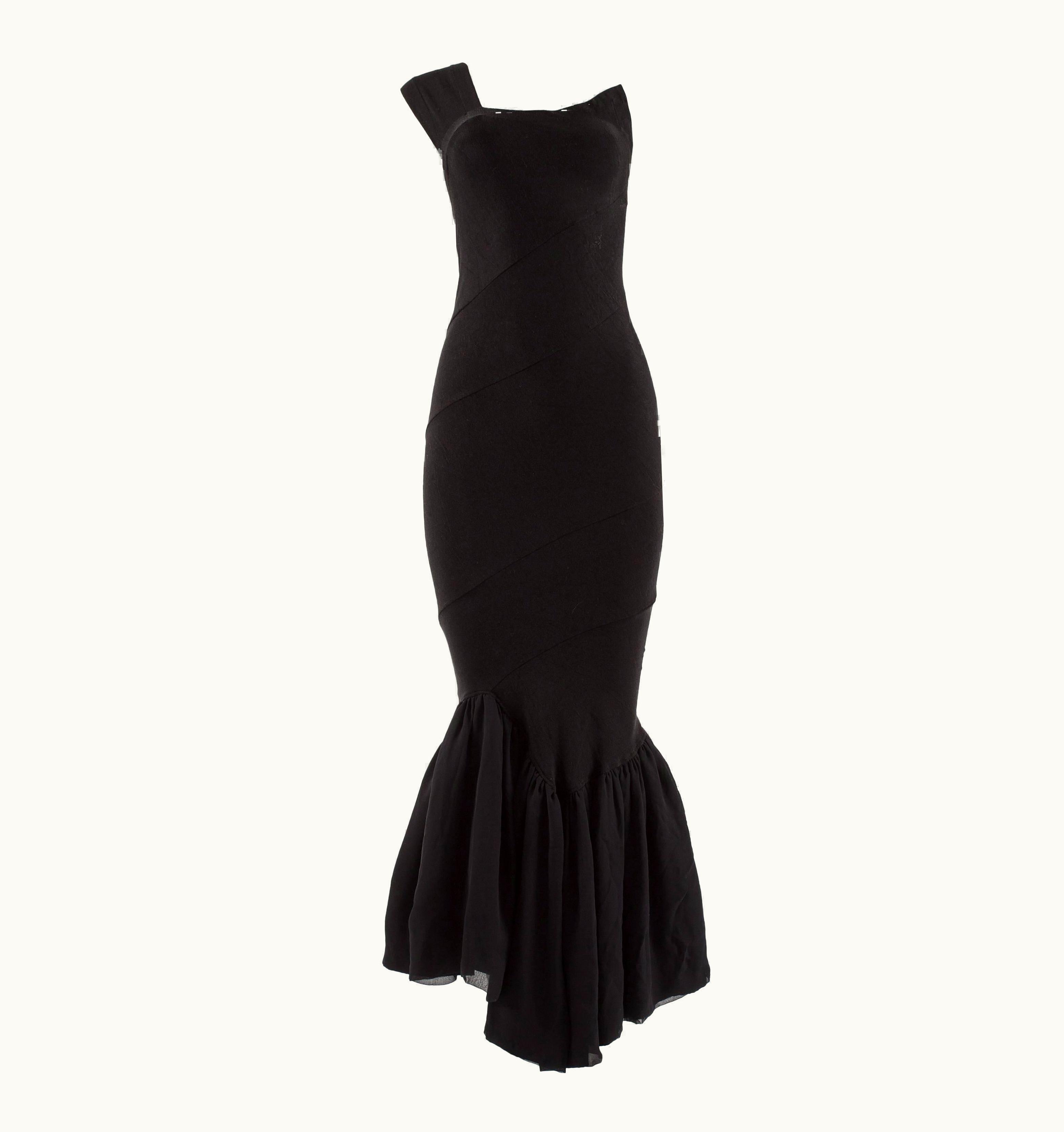 Comme Des Garçons Comme Des Garcons Spring-Summer 1986 Black Bias Cut Evening Dress