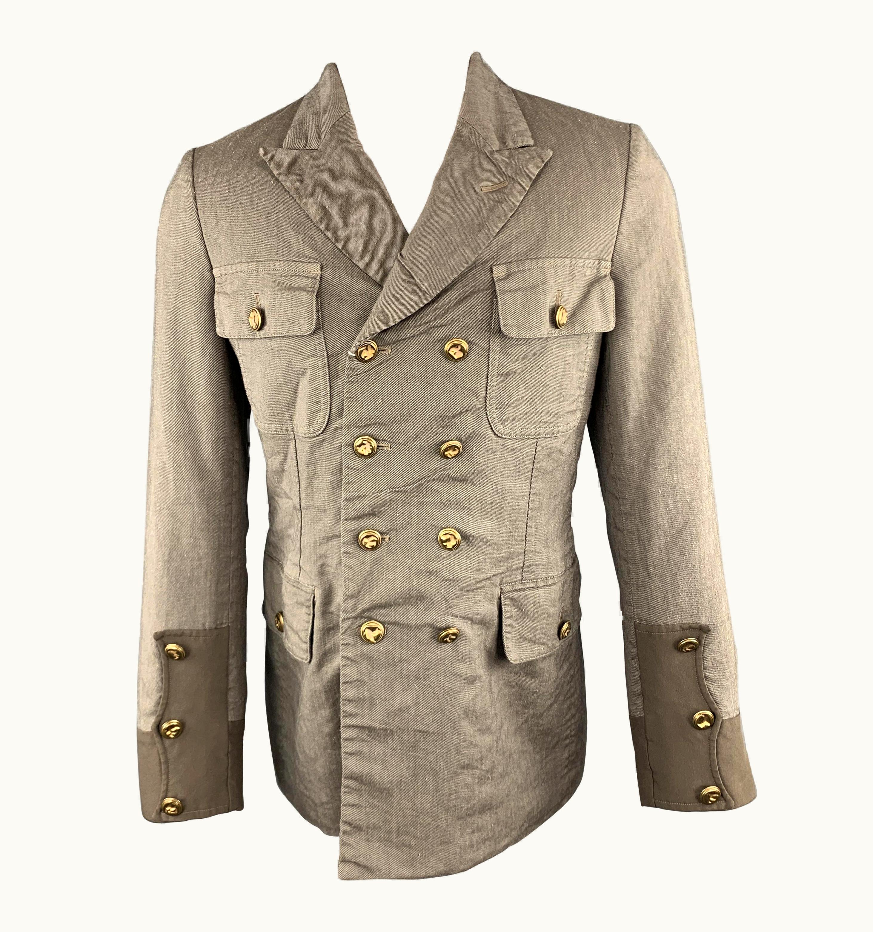 Comme Des Garçons Comme Des Garcons Homme Plus Olive Textured Double Breasted Military Jack