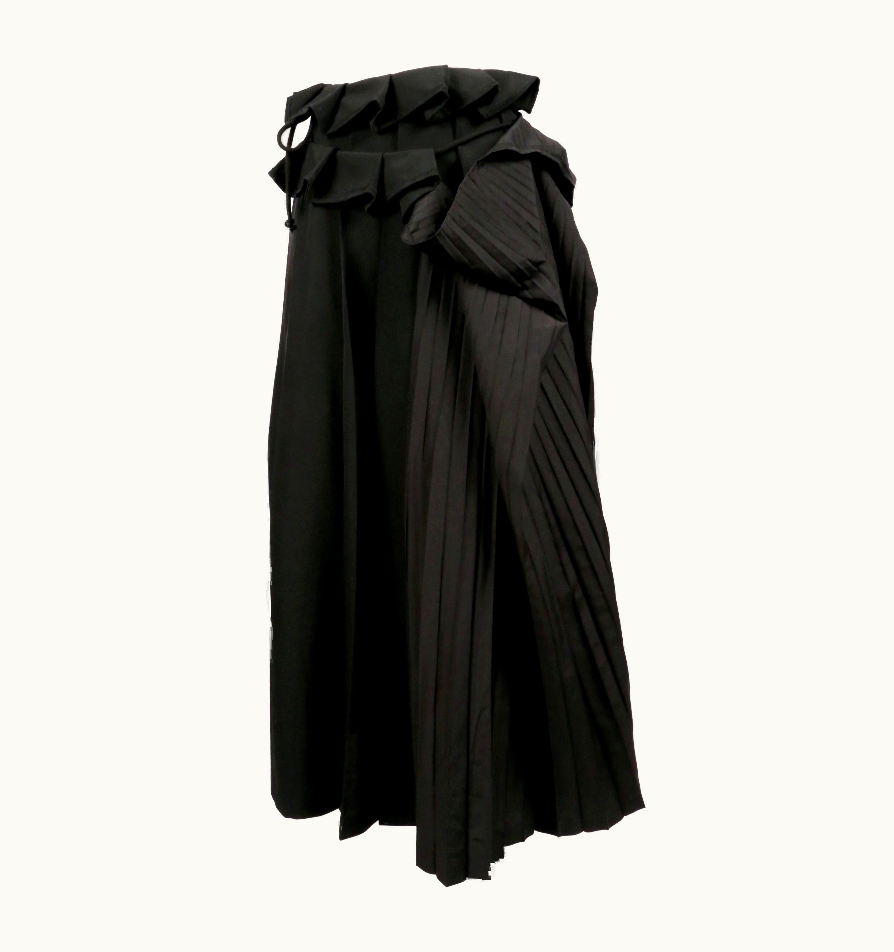Yohji Yamamoto Yohji Yamamoto Black Wool And Silk Pleated Wrap Skirt