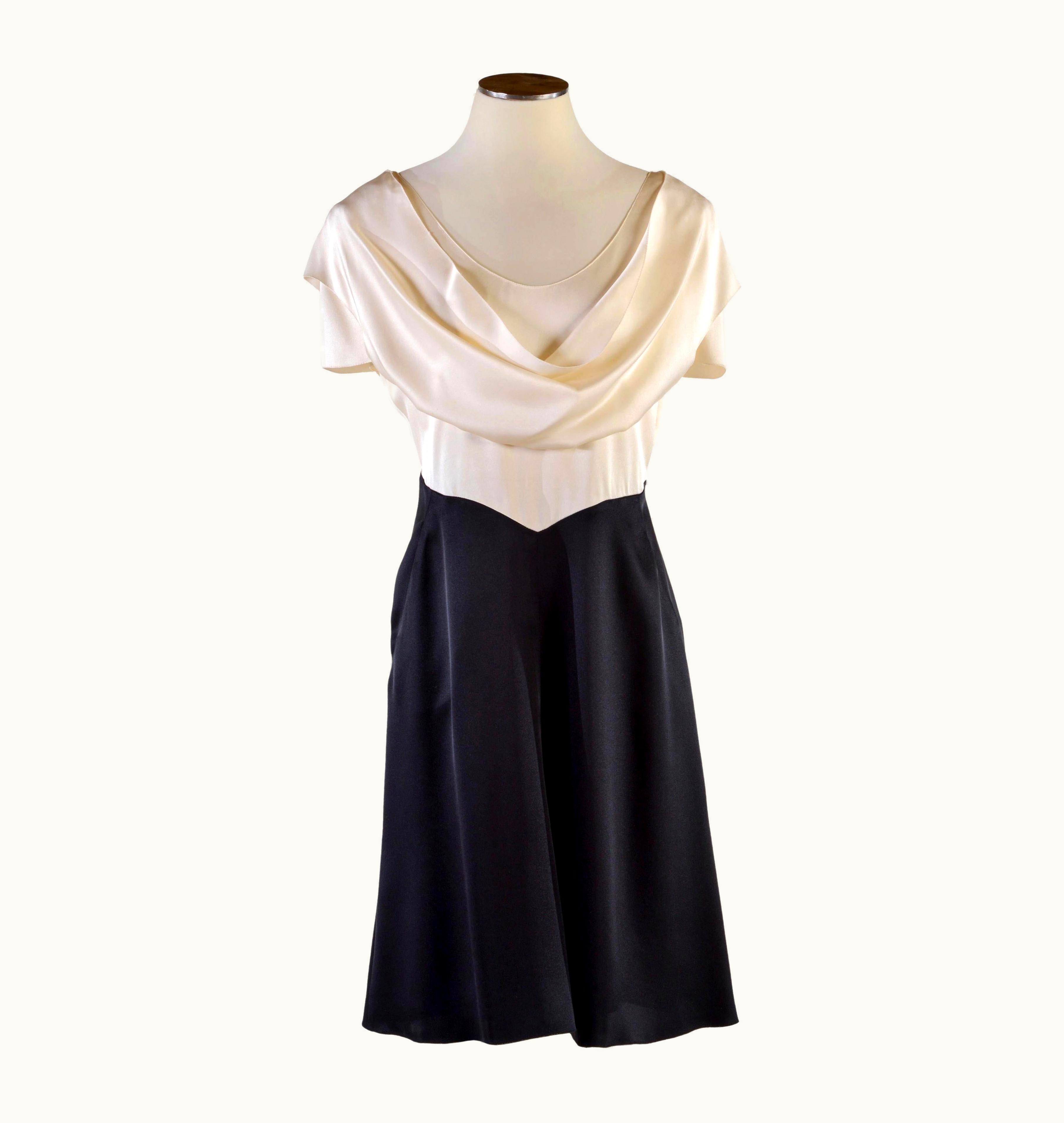 Chanel Chanel Black/white Silk Satin Dress Fall 2001 01a UZ0613264