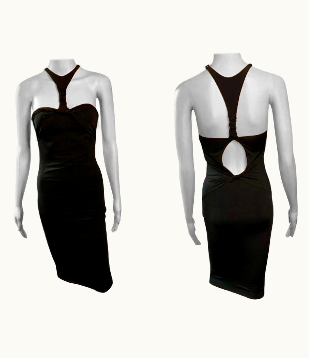 Gucci Tom Ford For Gucci AW 2004 Plunging Cutout Black Evening Dress UZ0613266