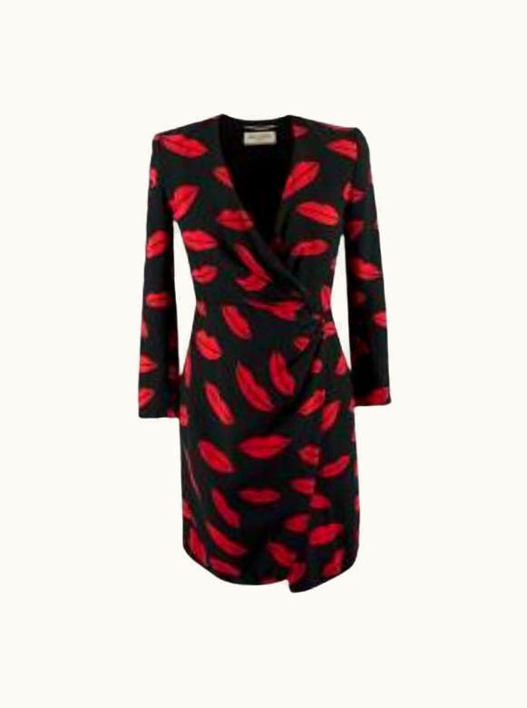 Saint Laurent Saint Laurent Spring 2013 Red Lipstick Print Dress UZ0613274