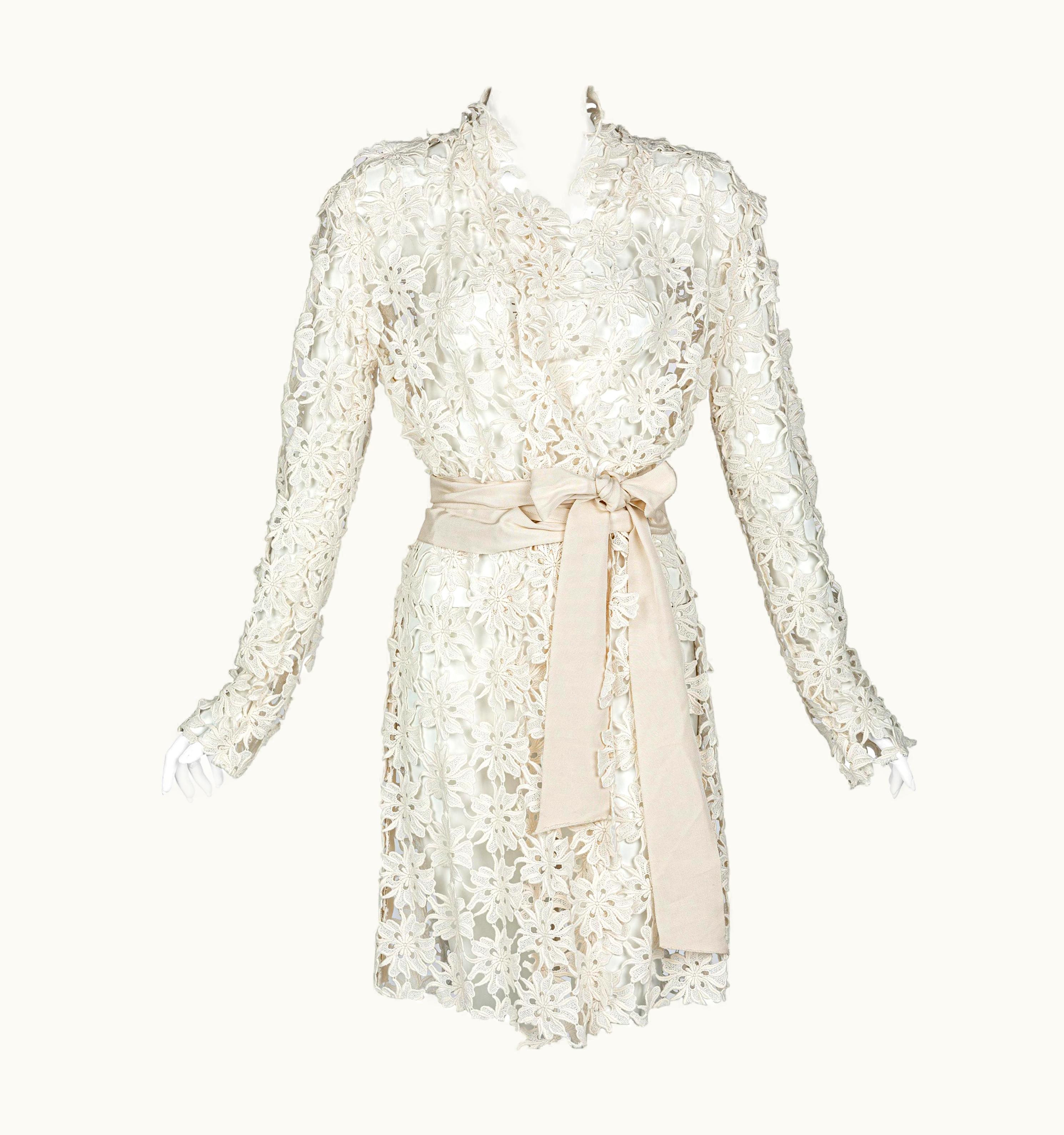 Lanvin Lanvin Alber Elbaz Collection Blanche Ivory Guipure Lace Coat 2013