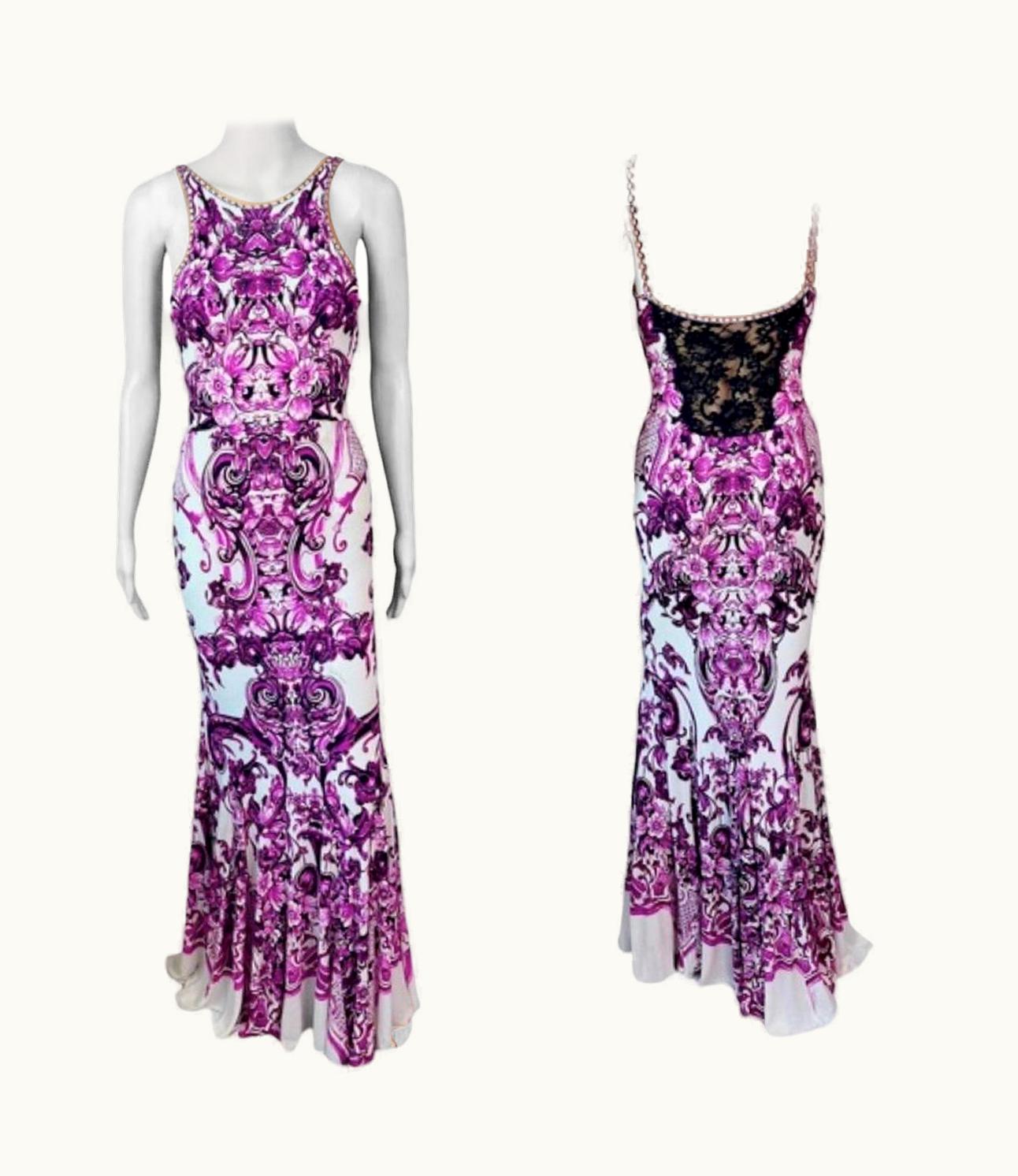 Roberto Cavalli Roberto Cavalli Resort 2013 Chinoiserie Ming Porcelain Sheer Lace Evening Dress