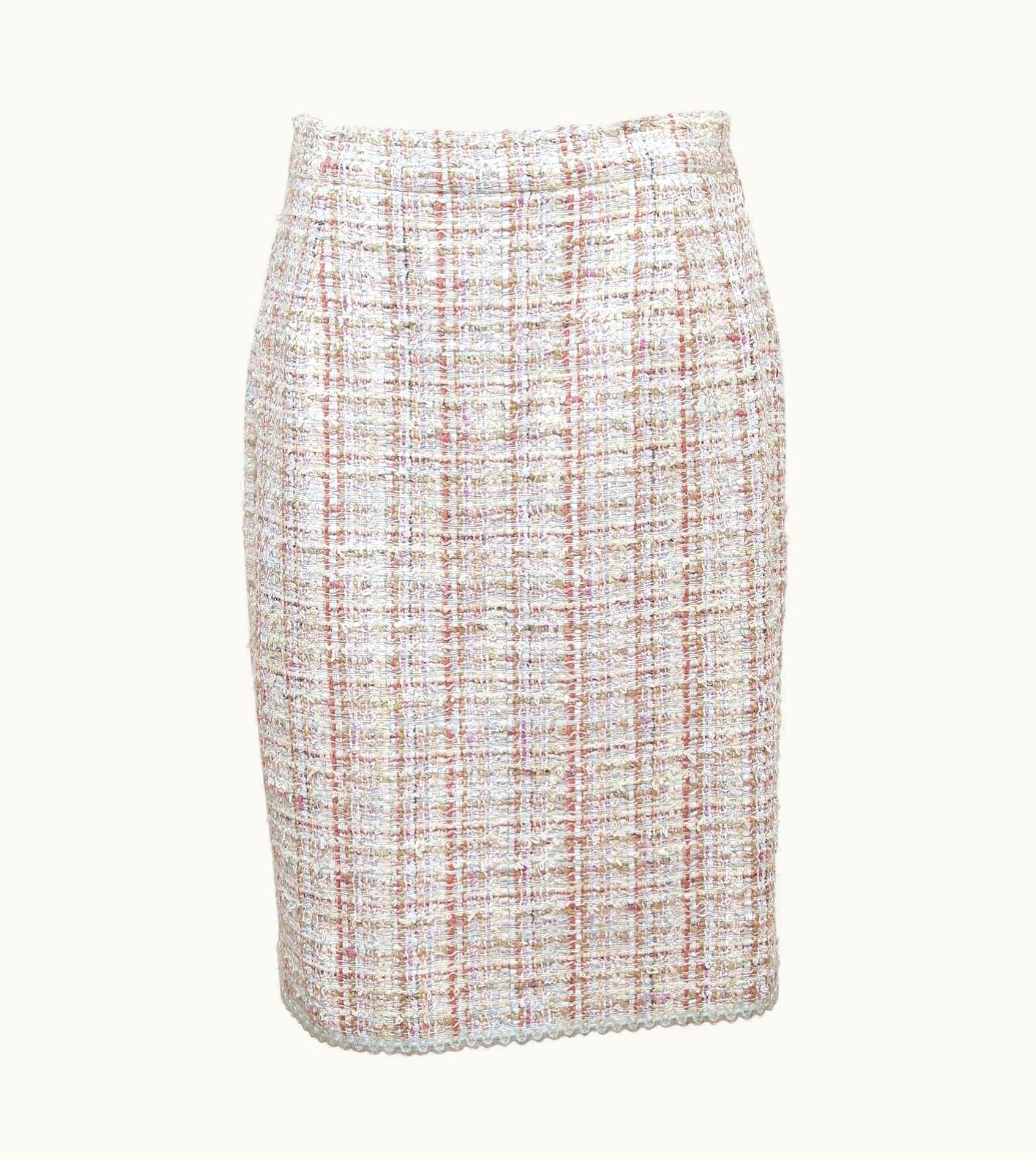 Chanel Chanel Tweed Skirt Fantasy Multi-Color Camellia Cotton 2013 Runway