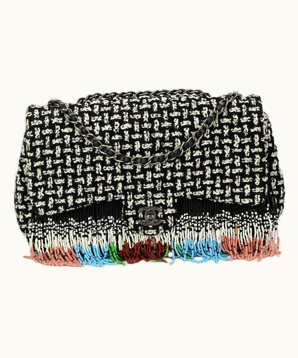 Chanel Chanel 2014 Dallas Metiers D'art Fringed Quilted Tweed Shoulder Bag
