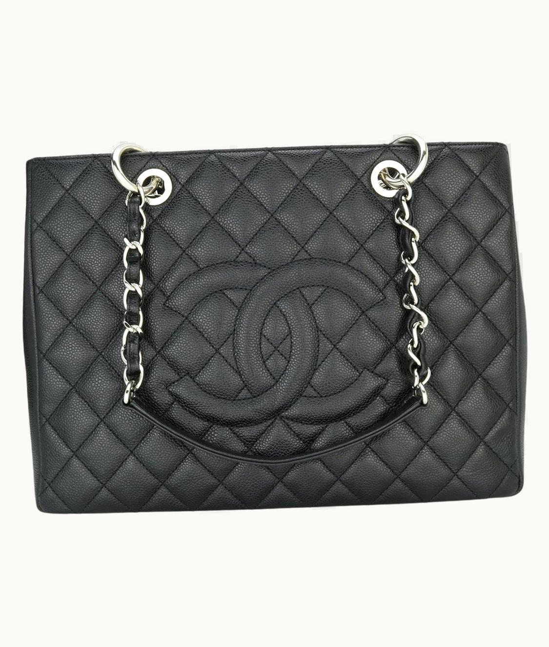 Chanel Chanel Grand Shopping Tote (gst) Bag Black Caviar With Silver Hardware 2014 UZ0613366