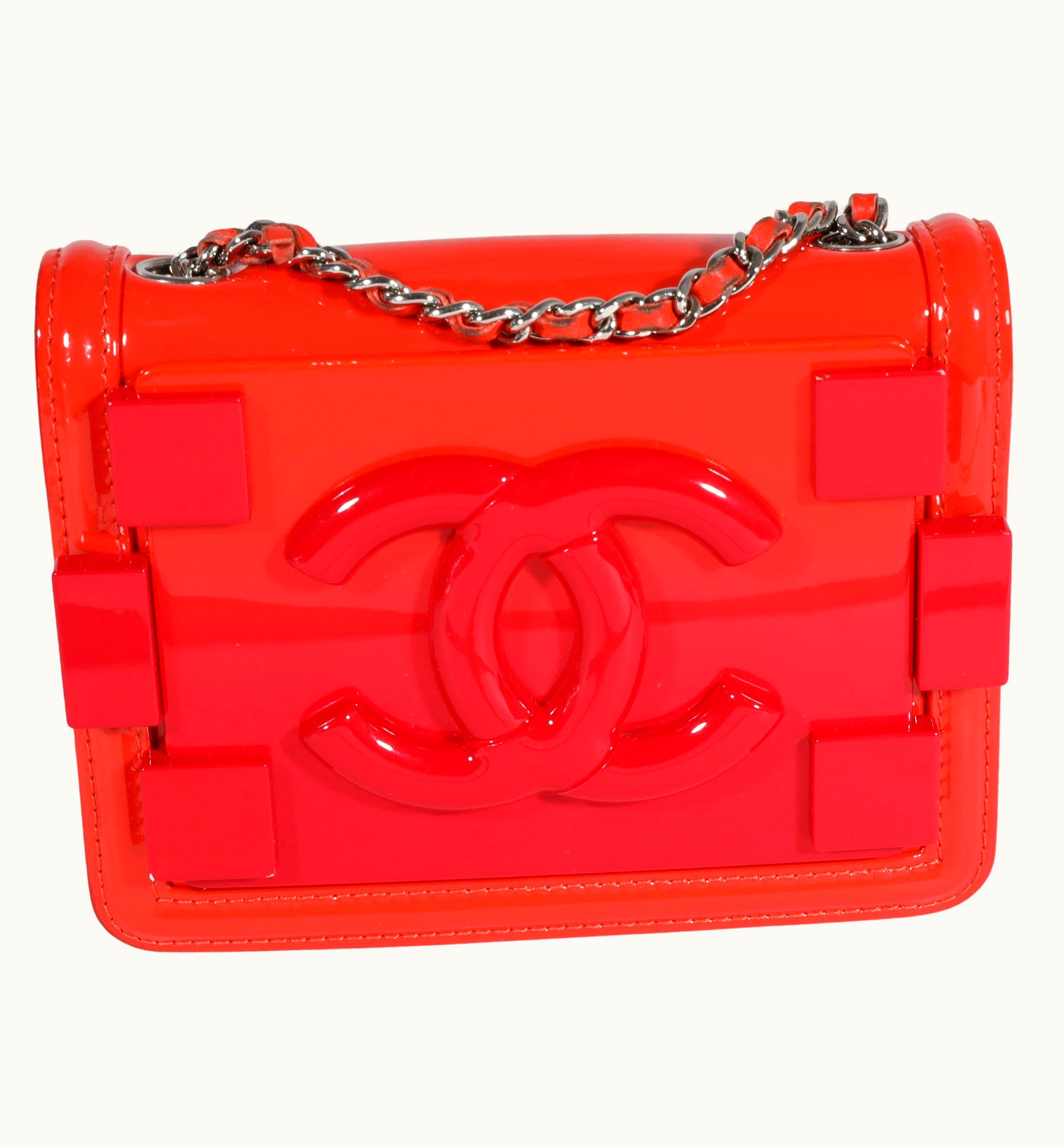 Chanel Chanel Red Quilted Patent Leather & Plexi Boy Brick Flap Bag UZ0613385