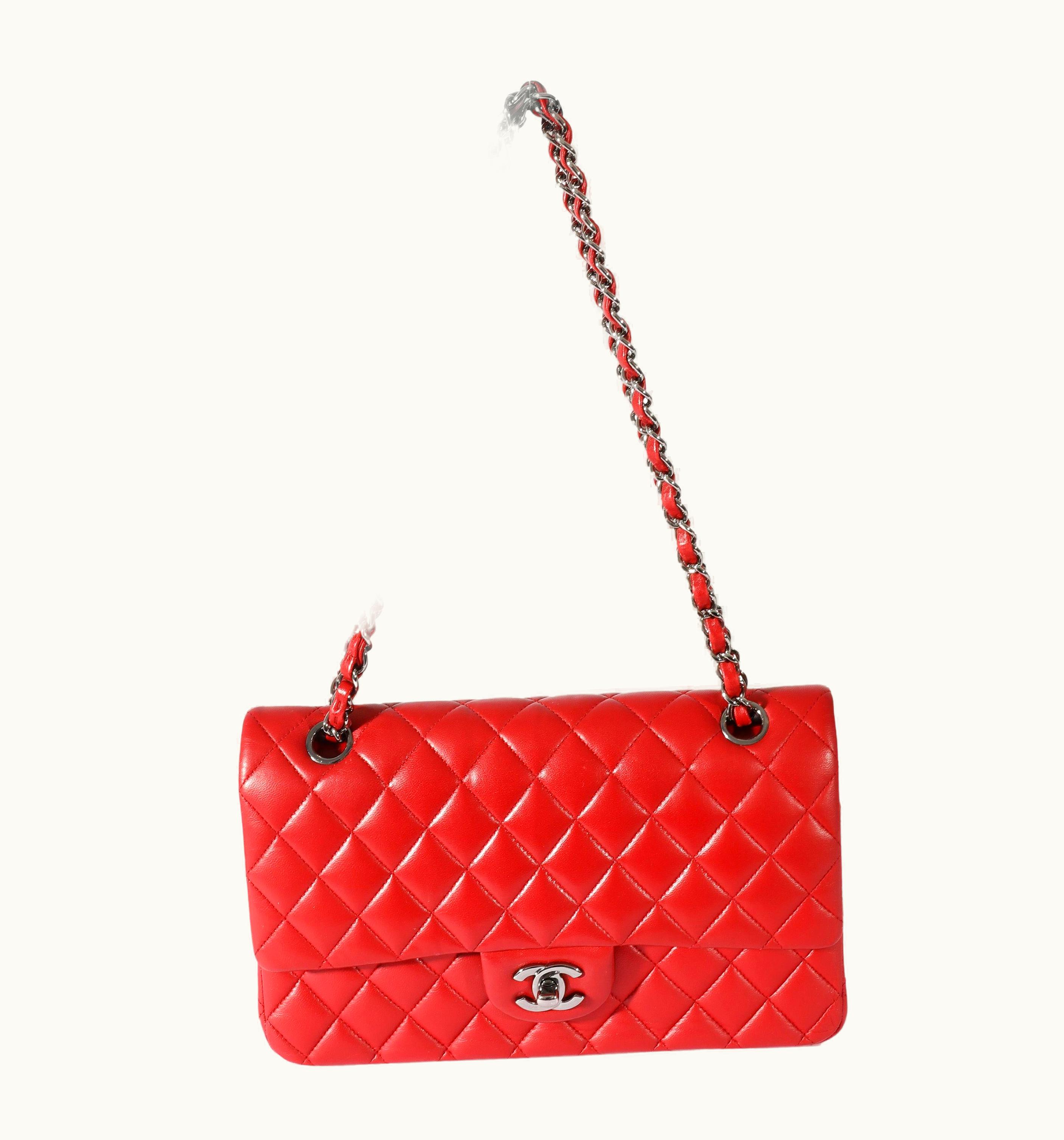 Chanel Chanel Maroon Lambskin Medium Classic Double Flap Bag UZ0613389