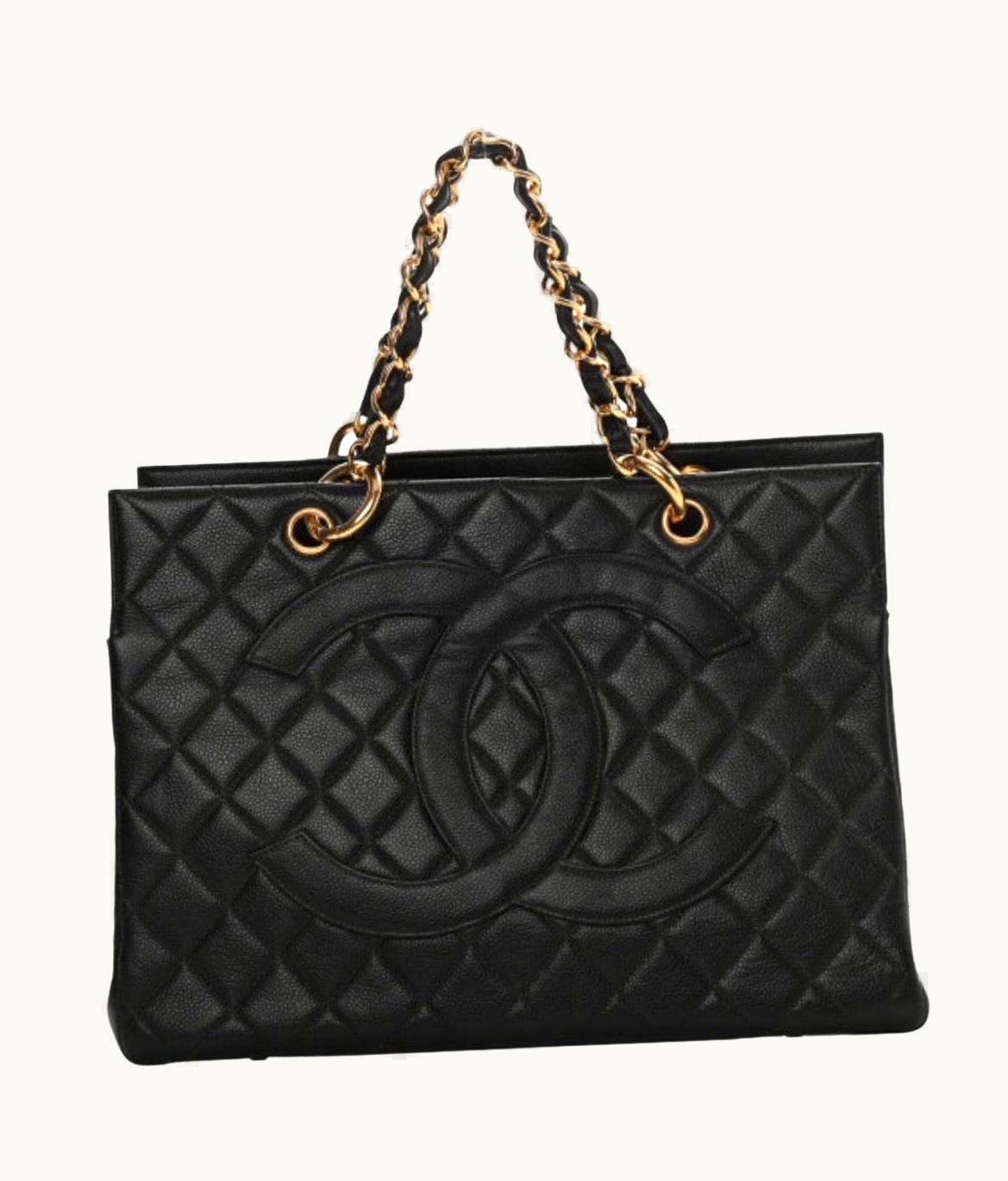 Chanel Chanel Quilted Black Caviar Skin Grand Shopper Chain Tote, Golden Hardware UZ0613393
