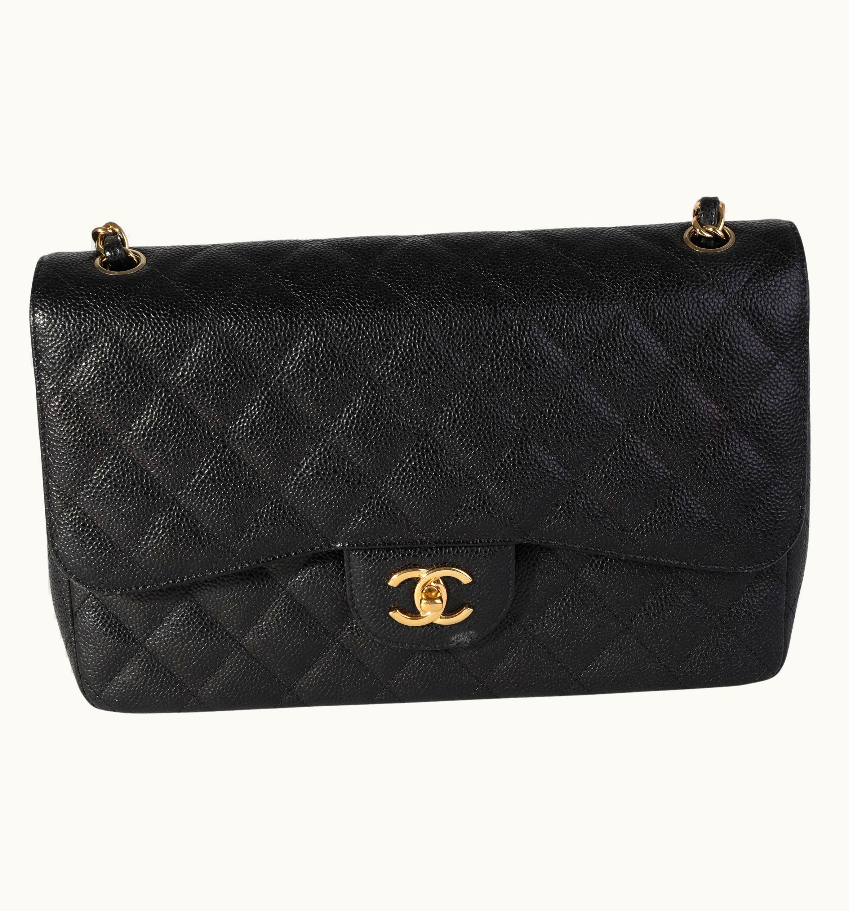 Chanel Chanel Black Quilted Caviar Jumbo Classic Double Flap Bag UZ0613453