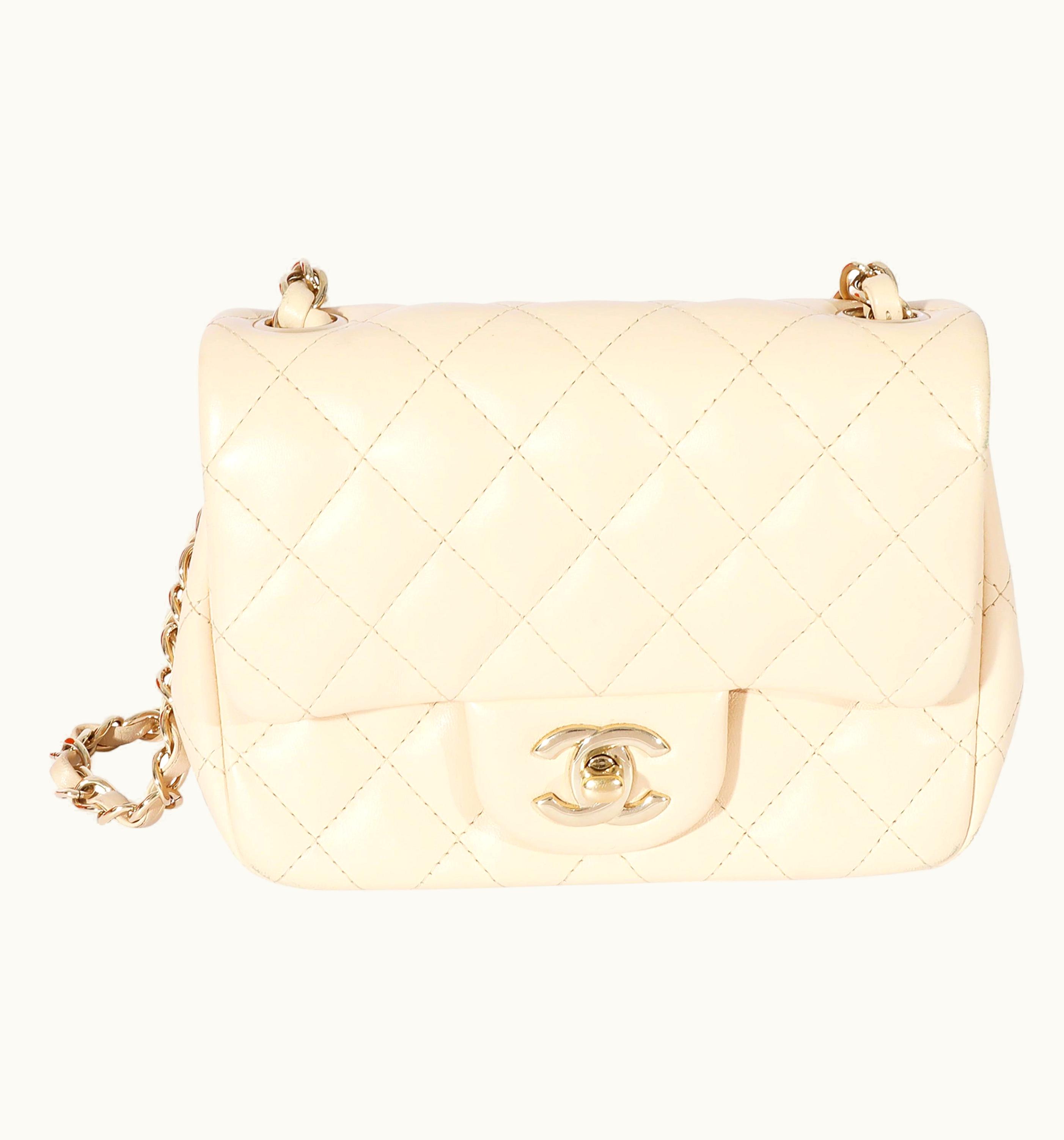 Chanel Chanel Beige Quilted Lambskin Mini Square Classic Flap Bag UZ0613493