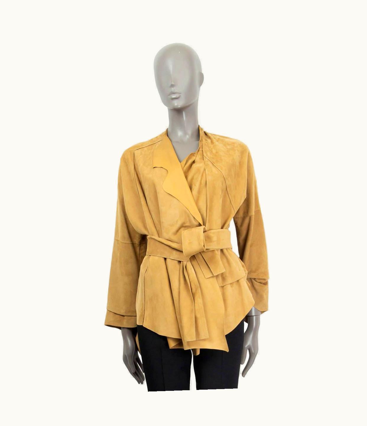 Loewe Loewe Beige Suede 2016 Draped Belted Jacket