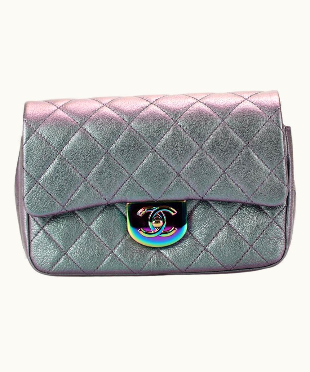 Chanel Chanel 2016 Double Carry Waist Chain Irisdescent Quilted Leather Crossbody Bag