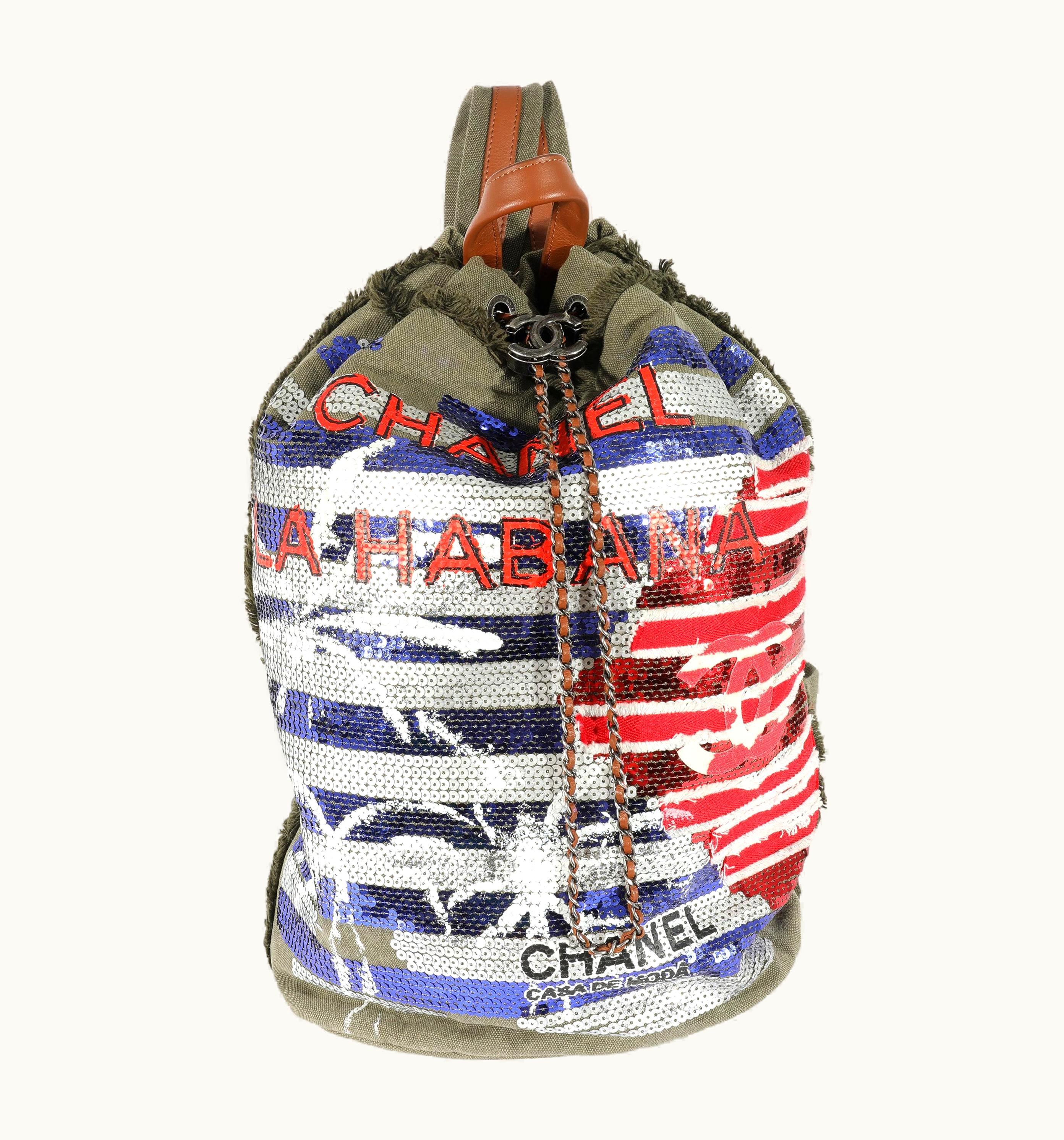 Chanel Chanel Green Sequin Canvas Cuba La Habana Backpack UZ0613626