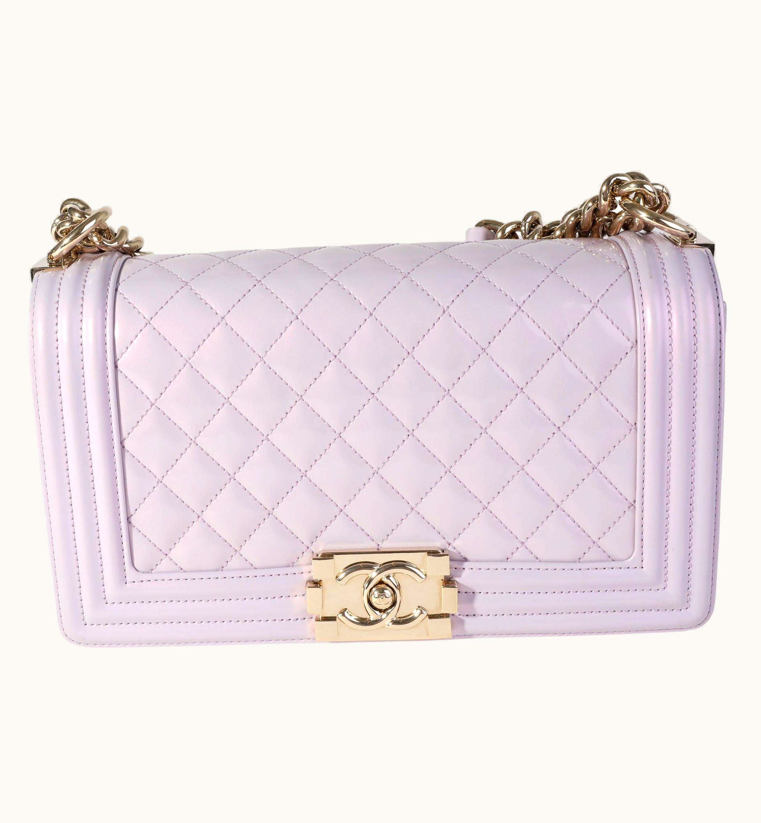Chanel Chanel Purple Quilted Patent Leather Old Medium Boy Bag UZ0613644