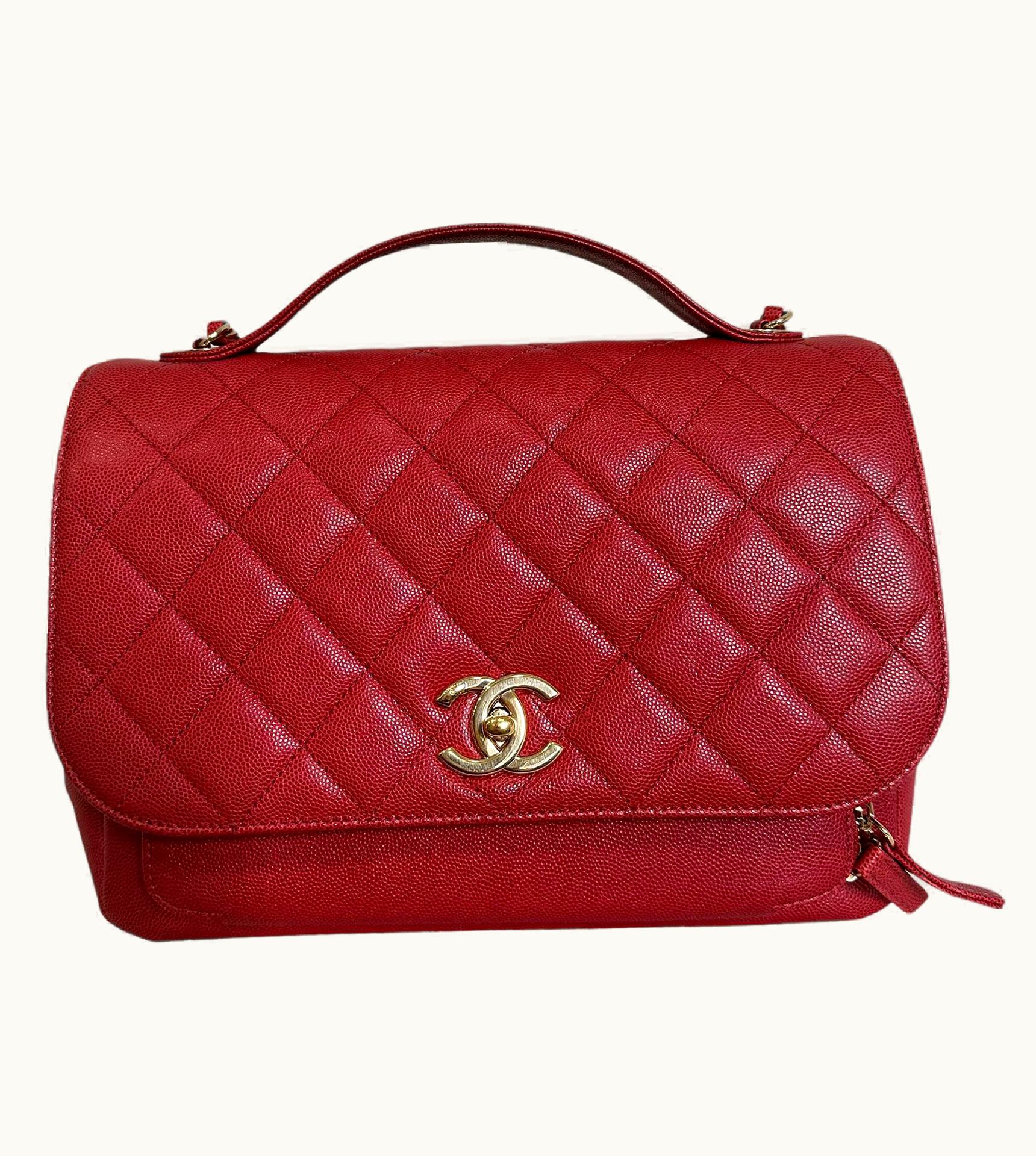 Chanel 2017 Chanel Business Affinity Red Caviar Leather Top Shoulder Bag UZ0613652