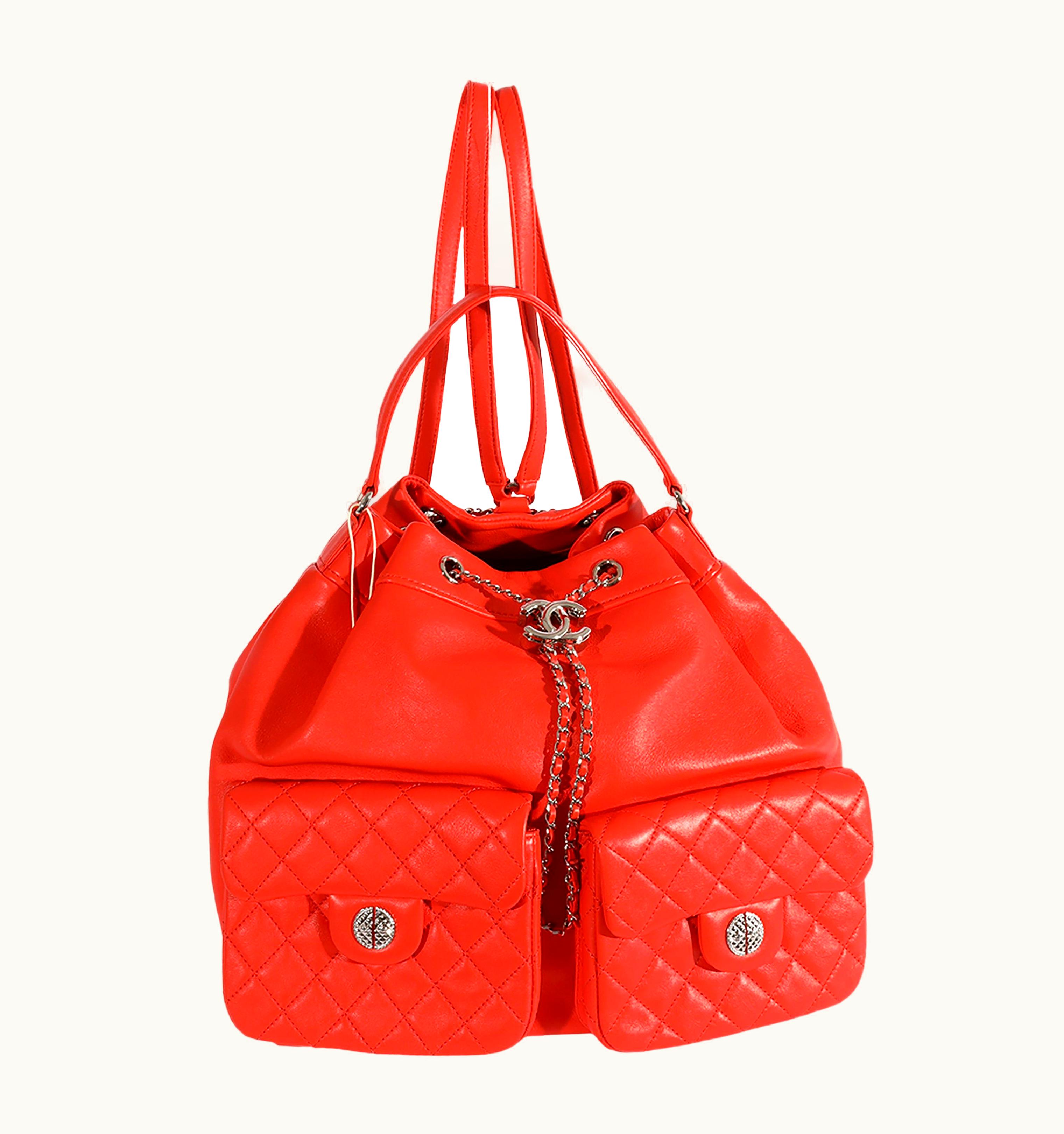 Chanel Chanel Coral Calfskin Double Pocket Drawstring Backpack UZ0613672