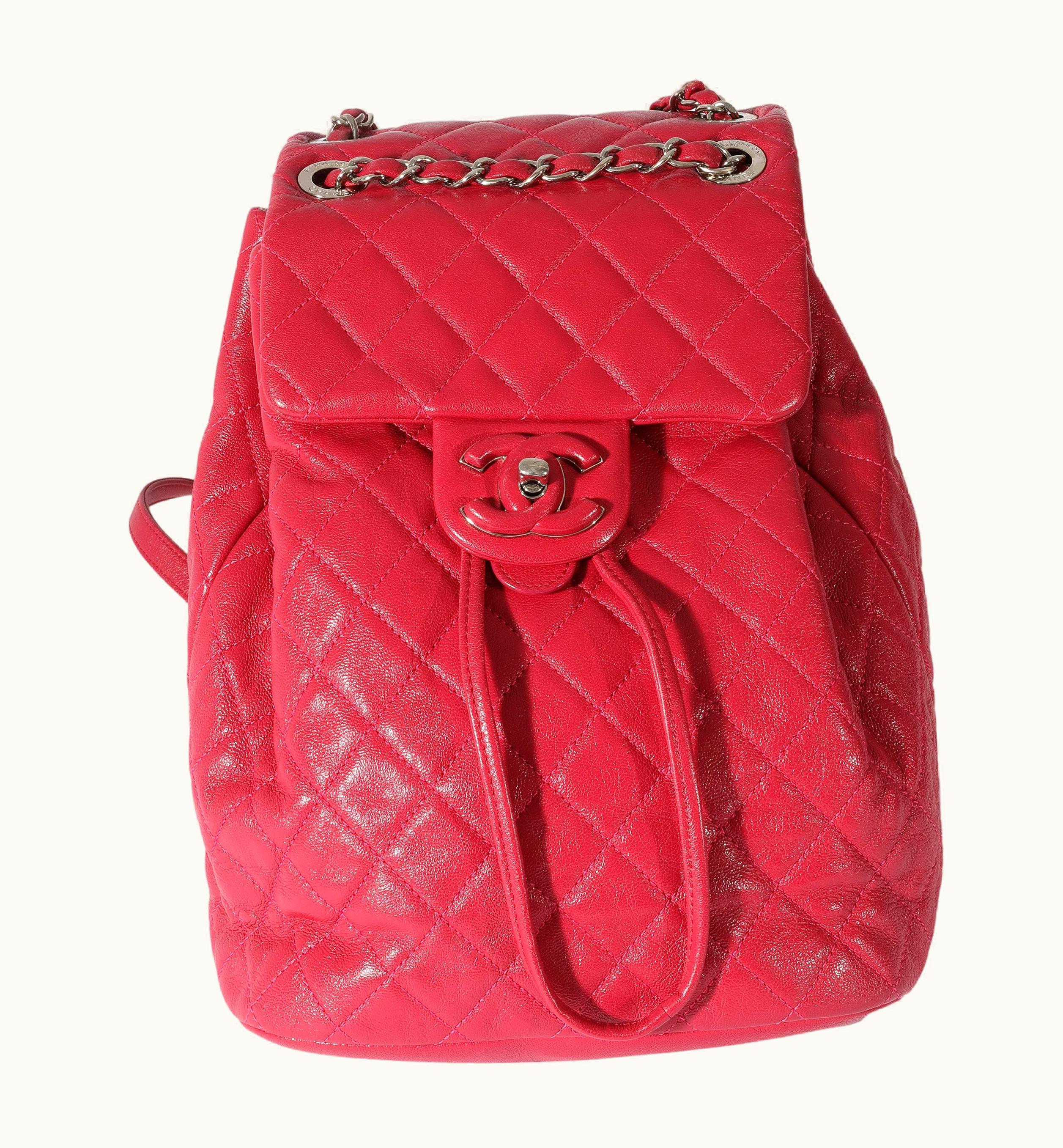 Chanel Chanel Red Quilted Calfskin Medium Covered Cc Drawstring Backpack UZ0613676
