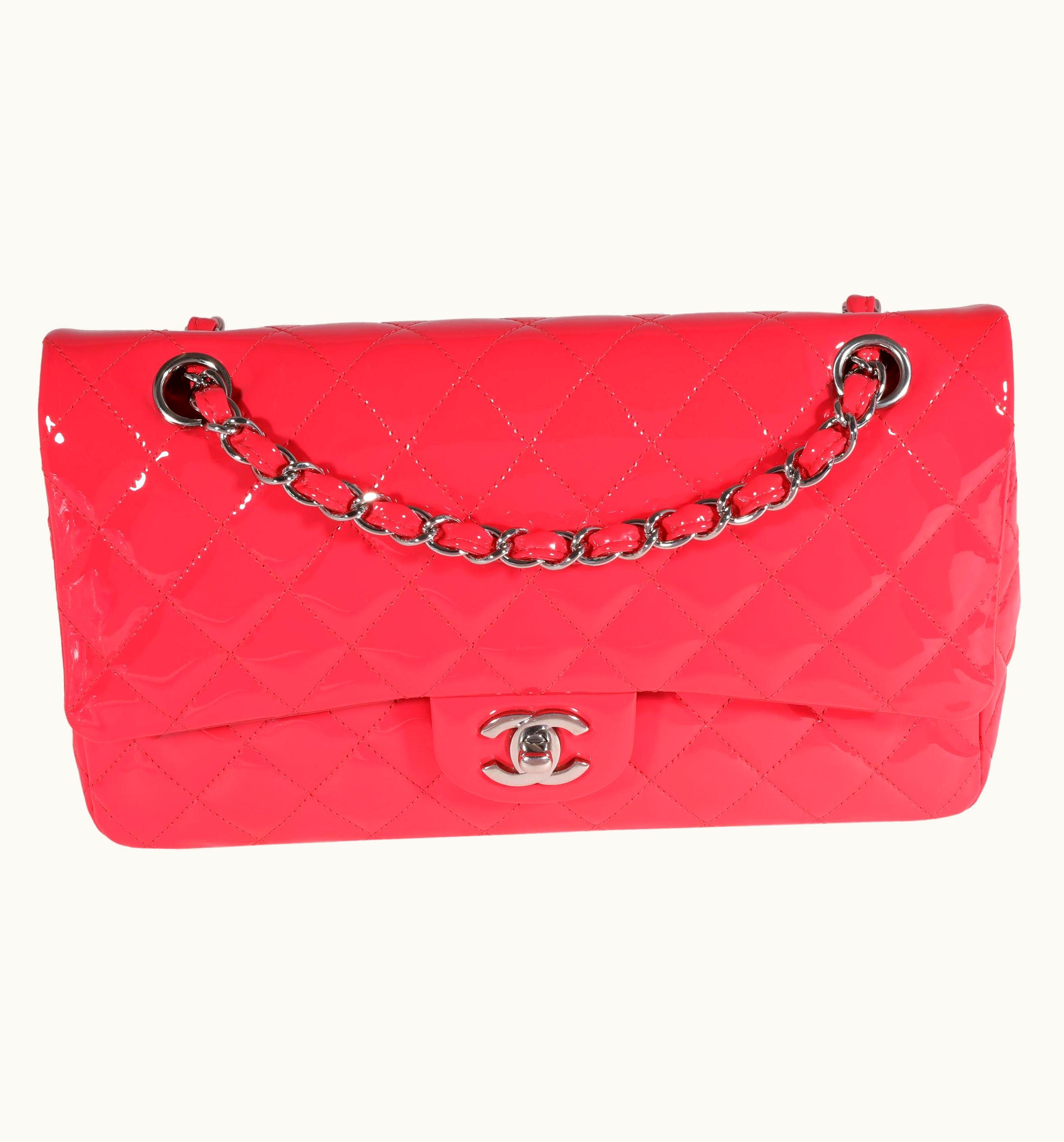 Chanel Chanel Candy Pink Quilted Patent Leather Medium Classic Double Flap Bag UZ0613685