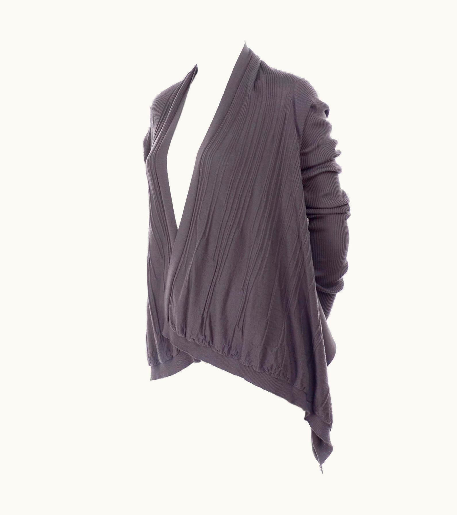 Rick Owens Gray Rick Owens Walrus Collection 2017 Short Wrap Wool Sweater