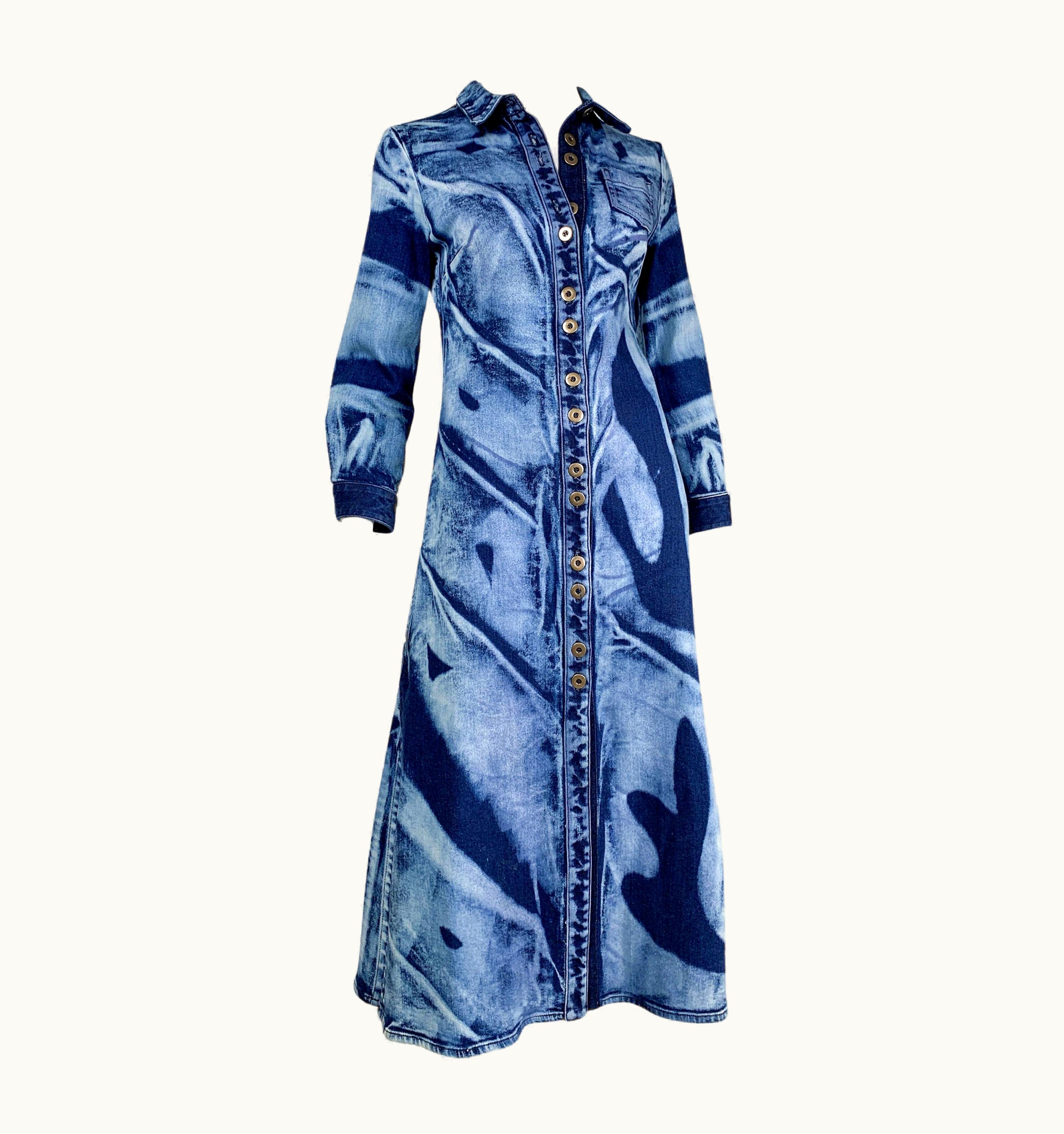 Proenza Schouler Proenza Schouler 2017 Hand-Dyed Bleached Denim Long Shirt Dress