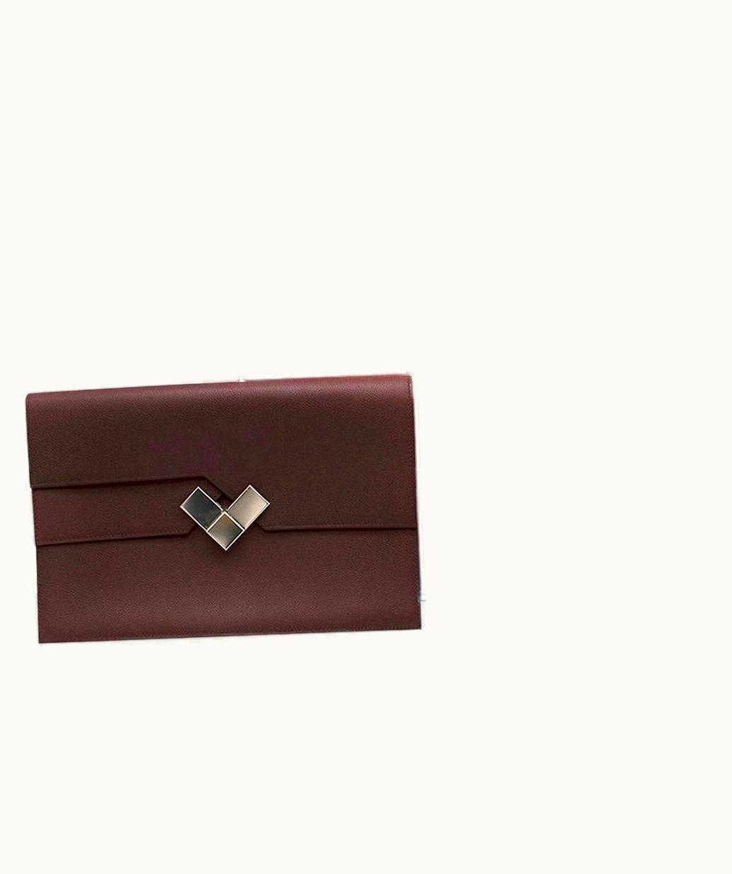 Hermes Bordeaux Evercolor Calfskin Fortunio Clutch