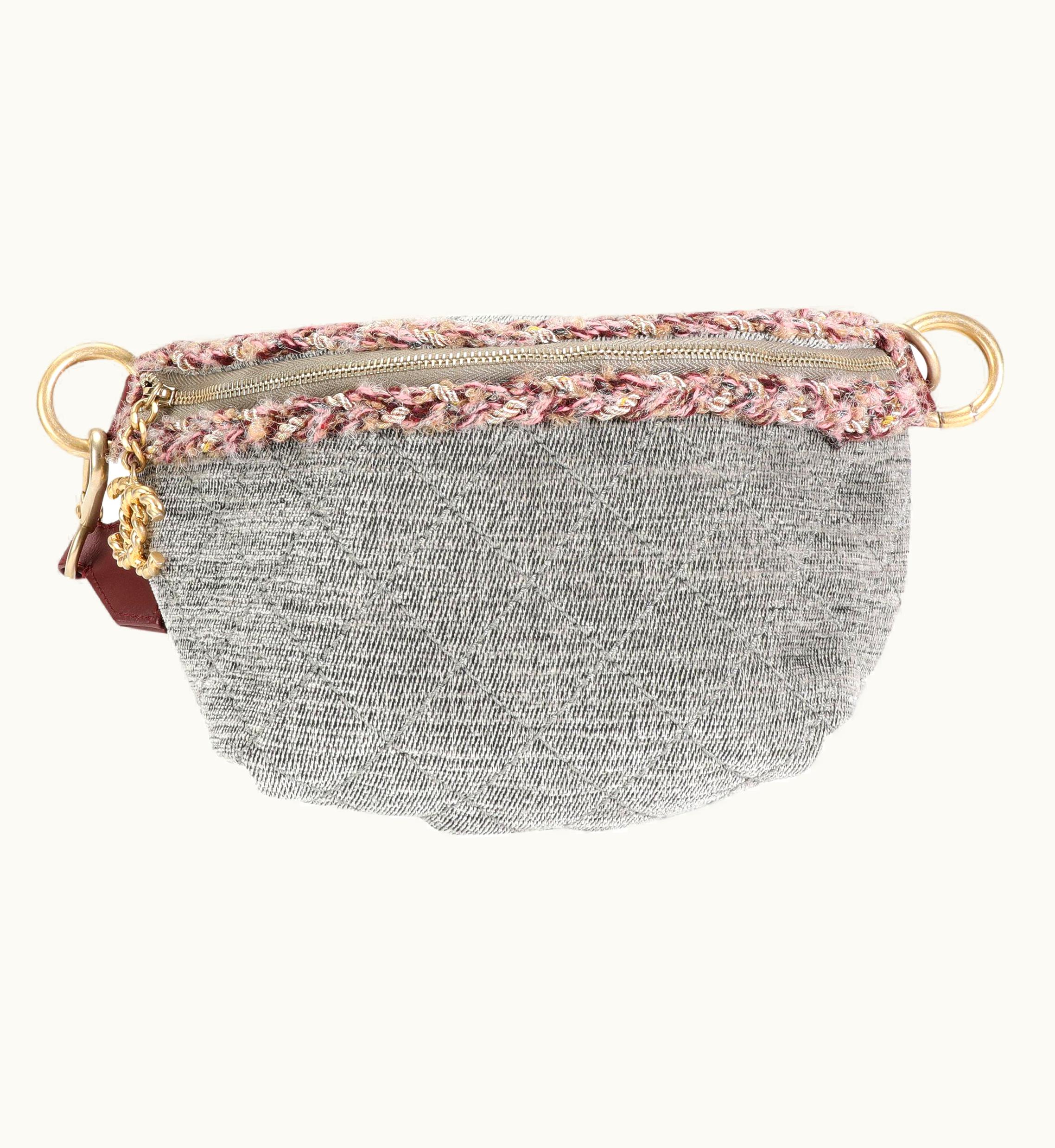 Chanel Chanel Grey Quilted Velvet & Wool Parisian Stroll Bum Bag UZ0613833