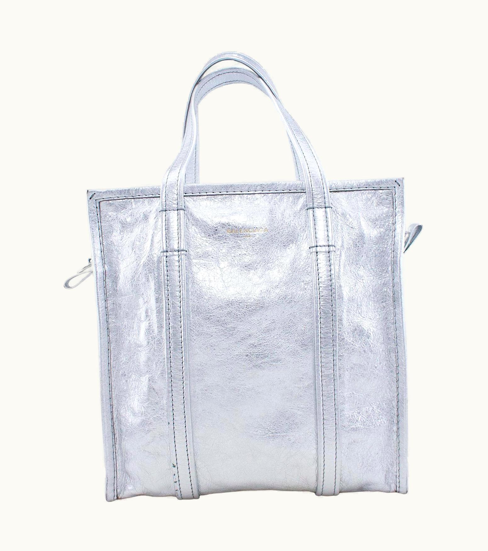 Balenciaga 2018 Balenciaga Silver Aaj Bazar Shopper Tote UZ0613913