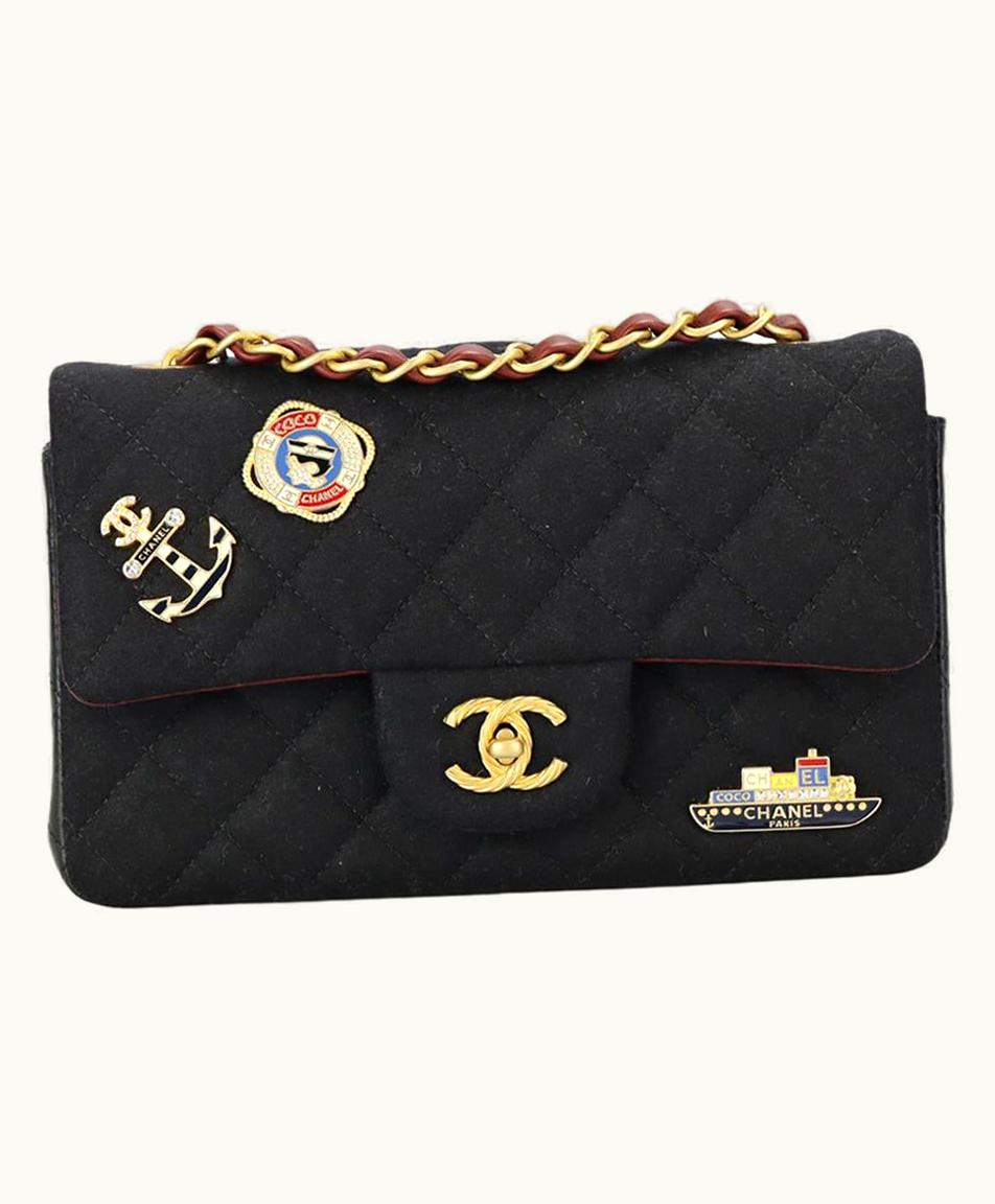 Chanel Chanel 2018 Classic Mini Rectangle Flap Quilted Felt & Leather Shoulder Bag